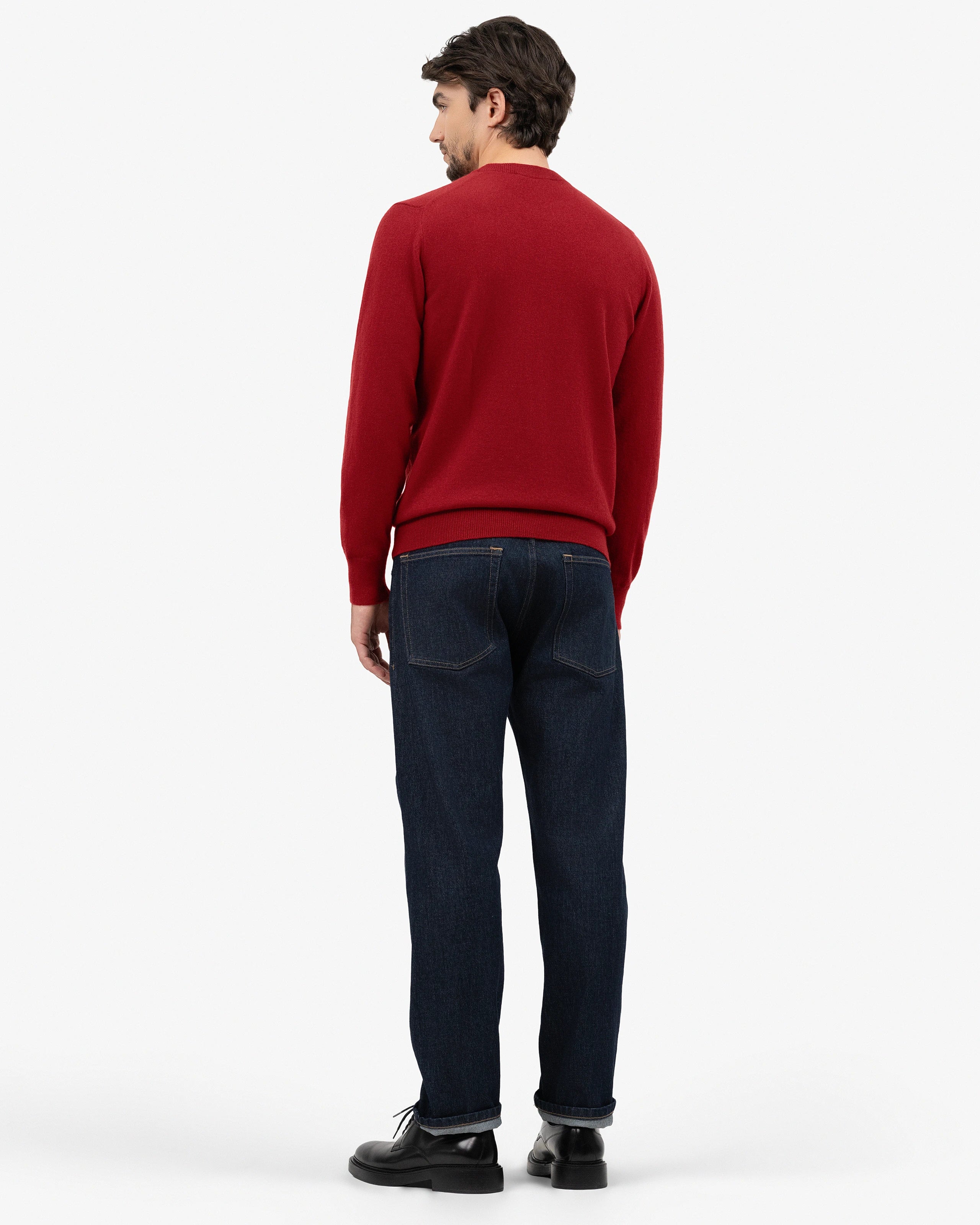 Men's Classic Crew Neck Sweater - Red Cashmere