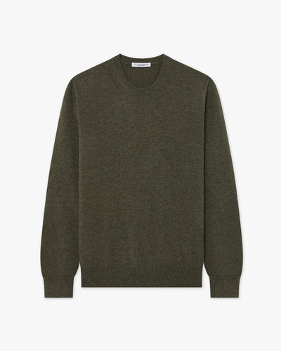 Men's Classic Crew Neck Sweater - Green Cashmere