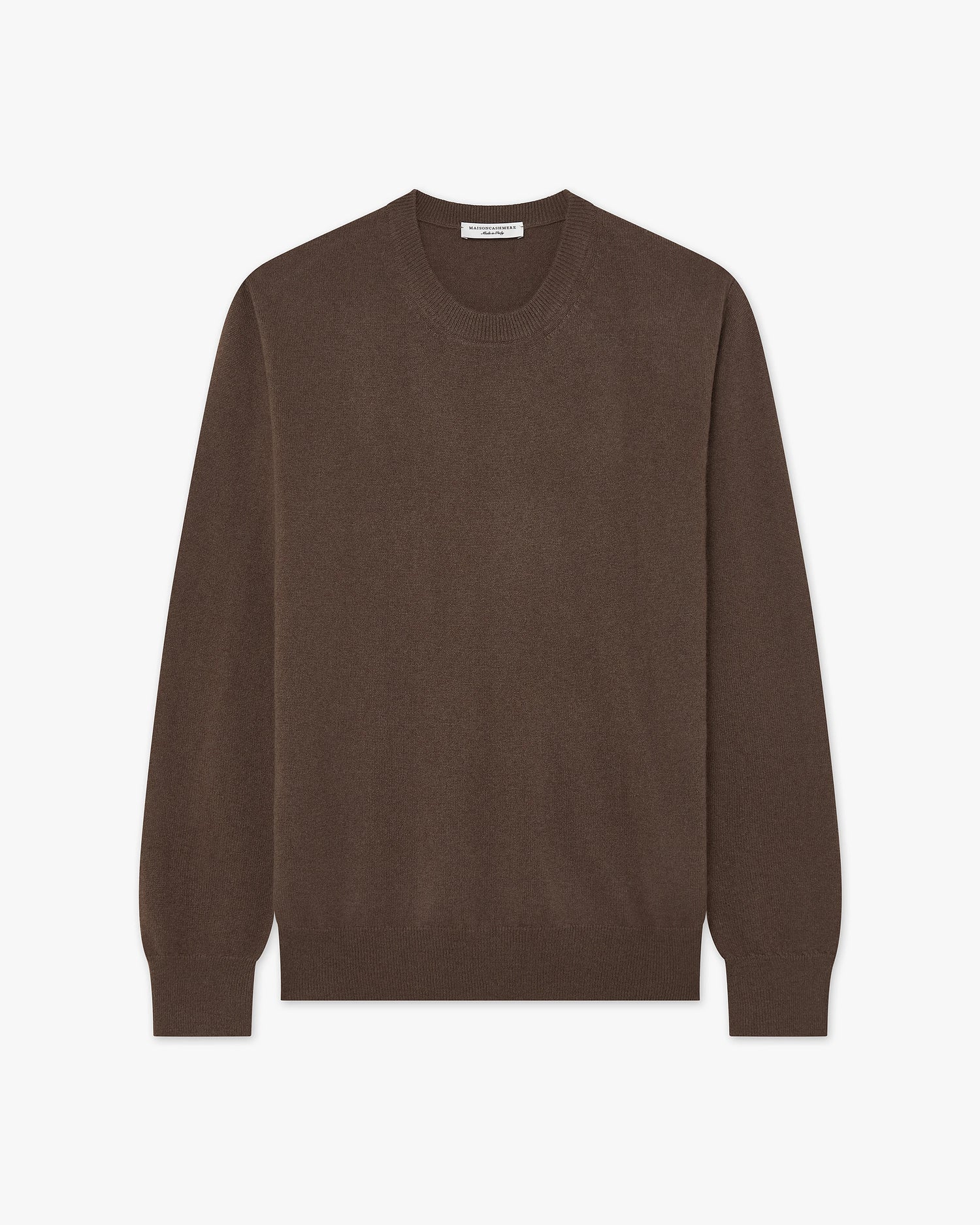 Men's Classic Crew Neck Sweater - Brown Cashmere