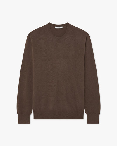 Men's Classic Crew Neck Sweater - Brown Cashmere