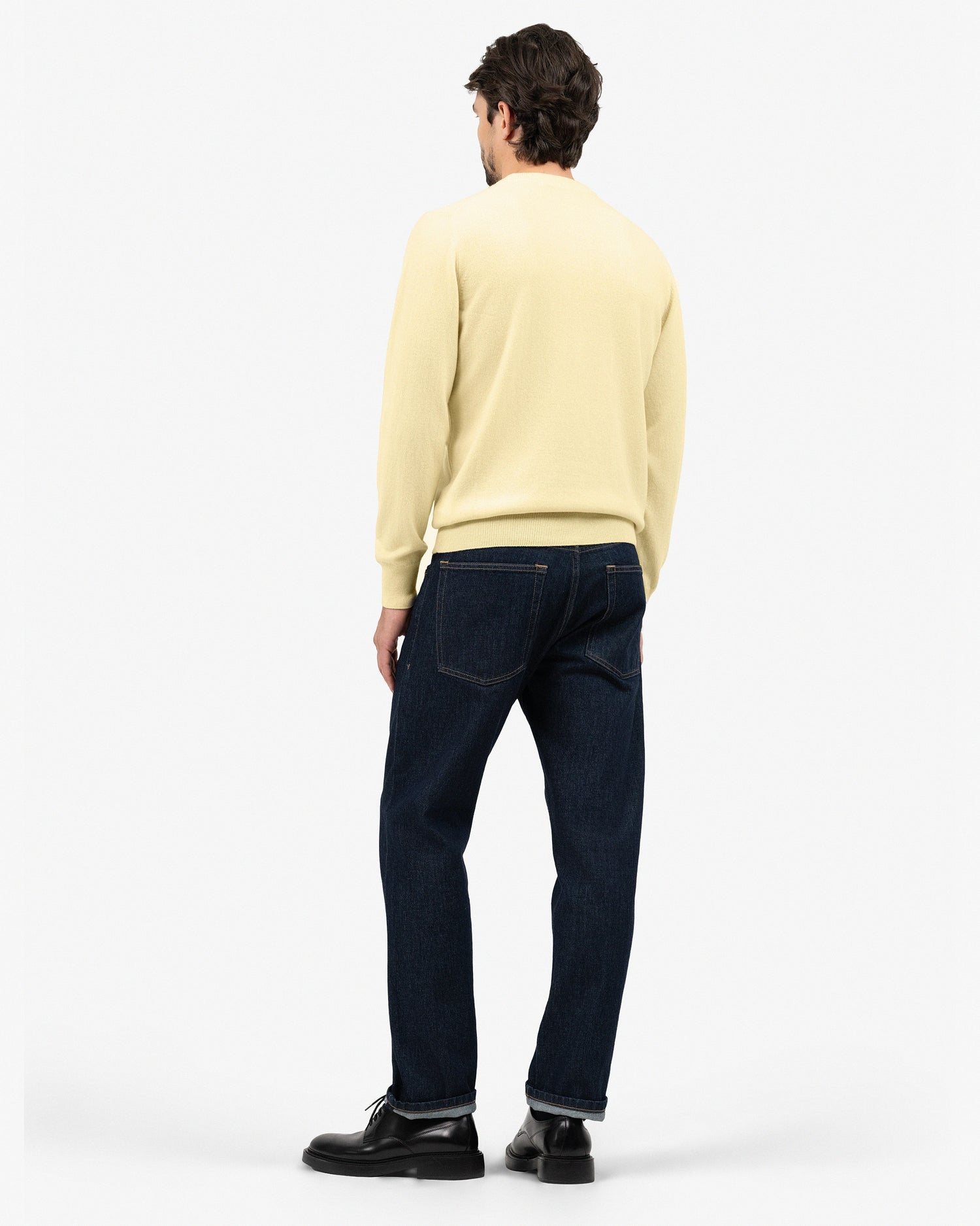 Men's Classic Crew Neck Sweater - Yellow Cashmere