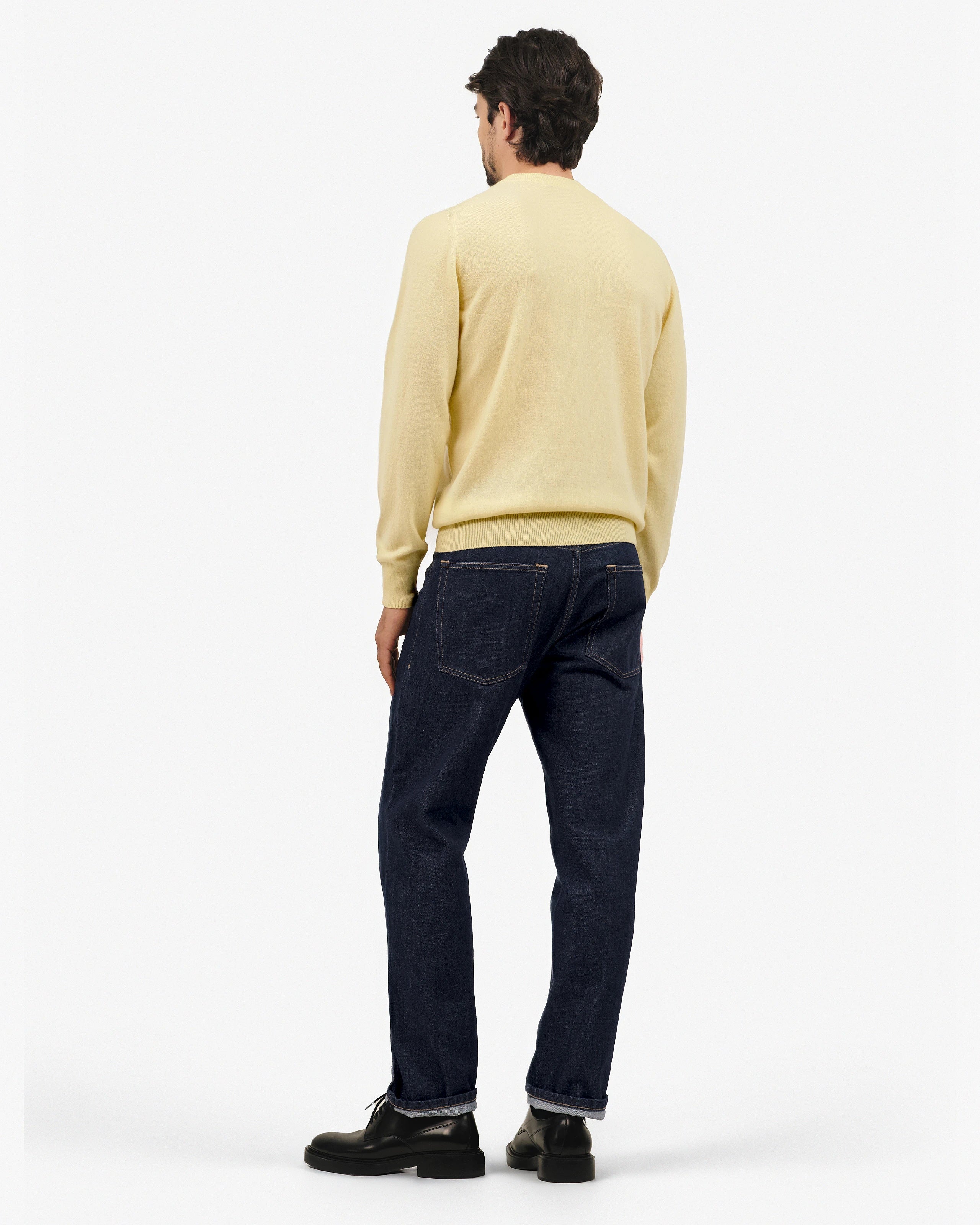 Men's Classic Crew Neck Sweater - Yellow Cashmere