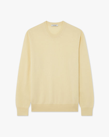 Men's Classic Crew Neck Sweater - Yellow Cashmere