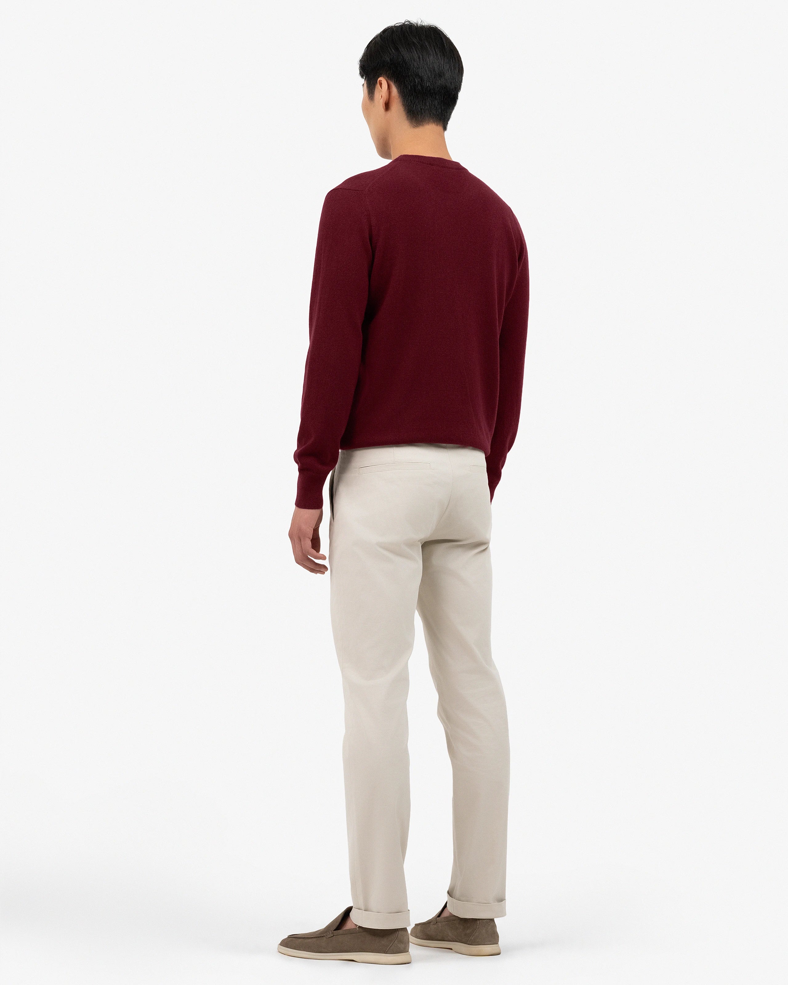 Men's Classic Crew Neck Sweater - Bordeaux Cashmere