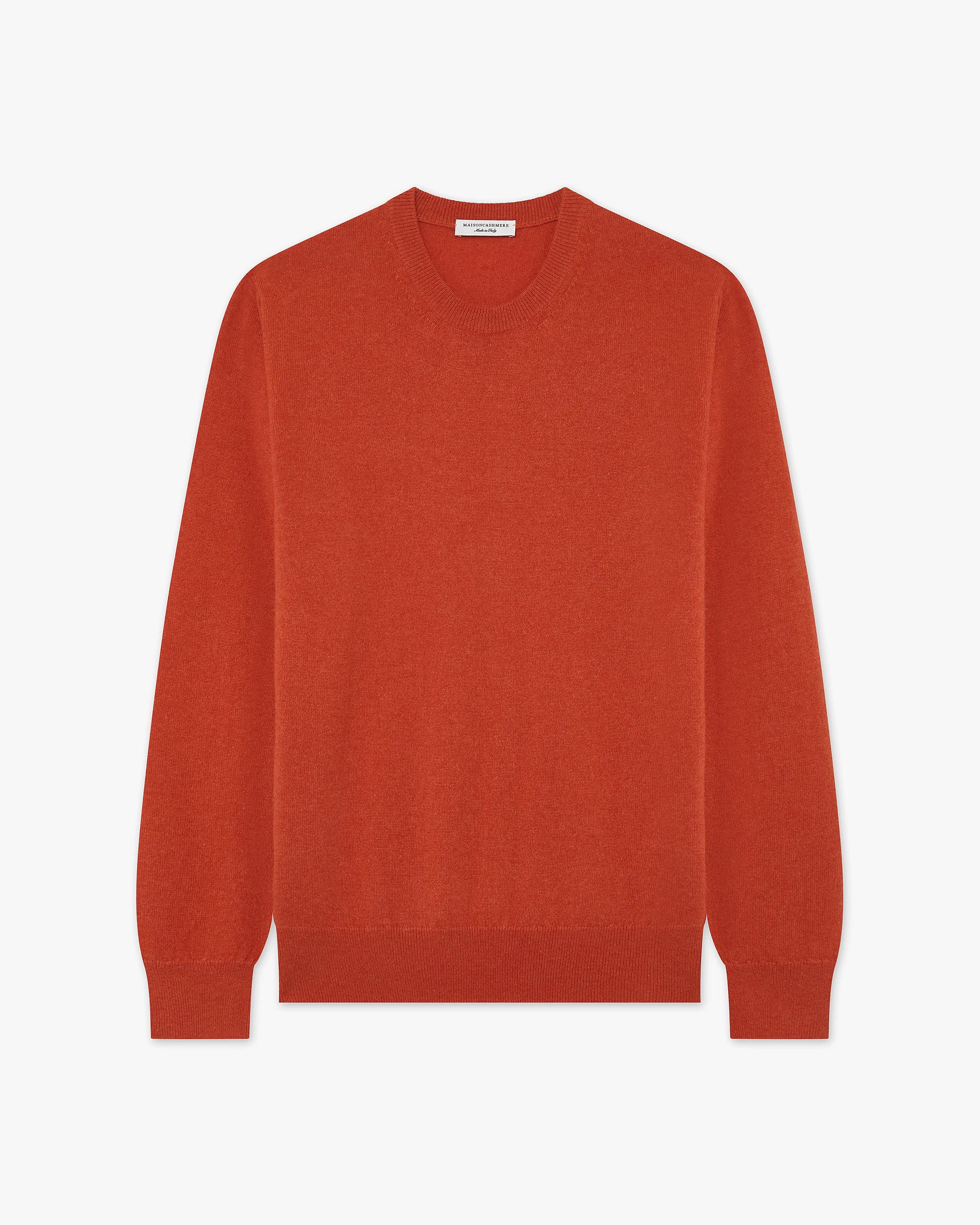 Men's Classic Crew Neck Sweater - Brick Red Cashmere