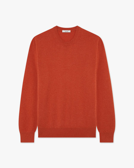 Men's Classic Crew Neck Sweater - Brick Red Cashmere