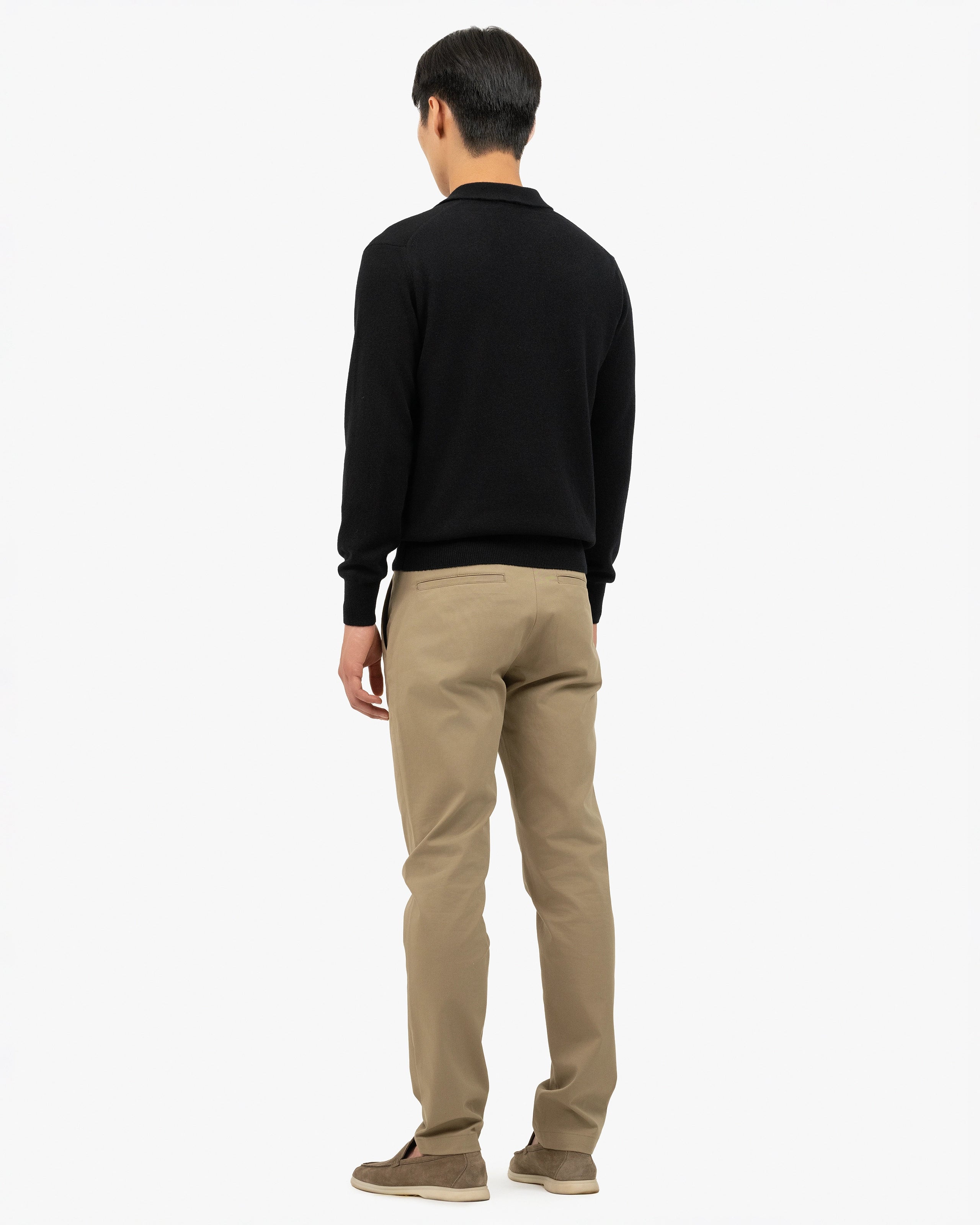 Men's Classic Polo Sweater - Black Cashmere