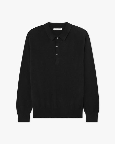 Men's Classic Polo Sweater - Black Cashmere