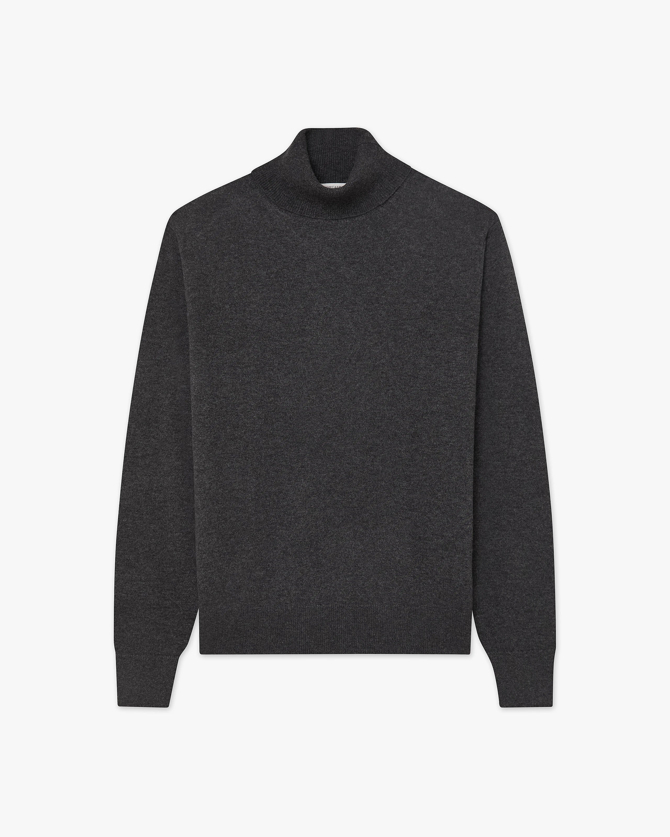 Men's Classic Turtleneck Sweater - Charcoal Cashmere