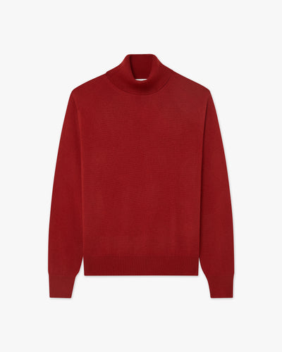 Men's Classic Turtleneck Sweater - Red Cashmere