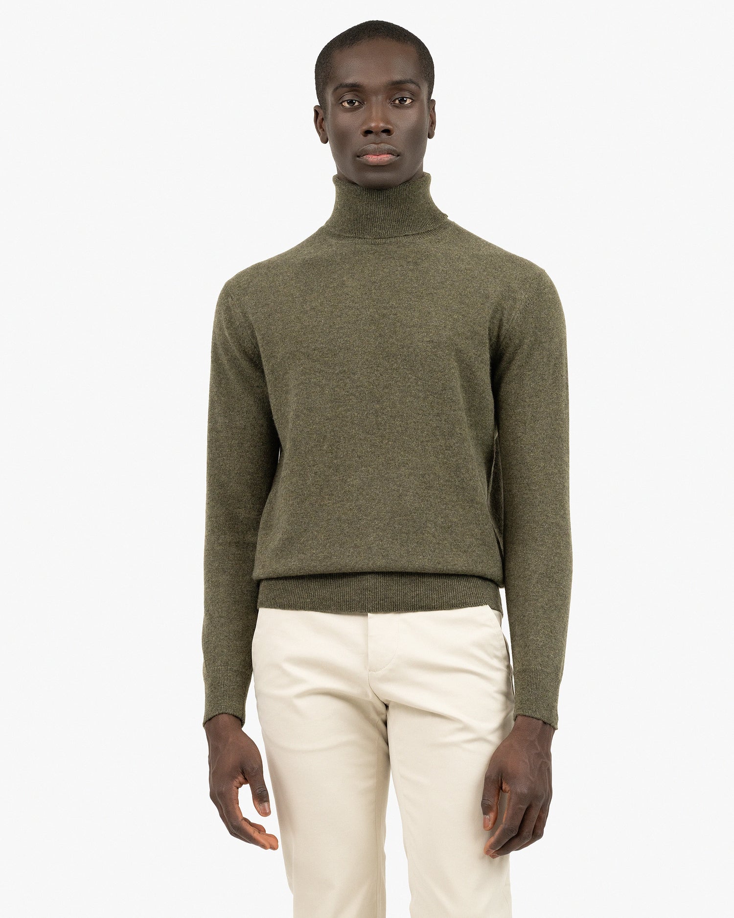 Men's Classic Cashmere Turtleneck Sweater - Green | MaisonCashmere Men's Classic Cashmere Turtleneck Sweater - Green | MaisonCashmere