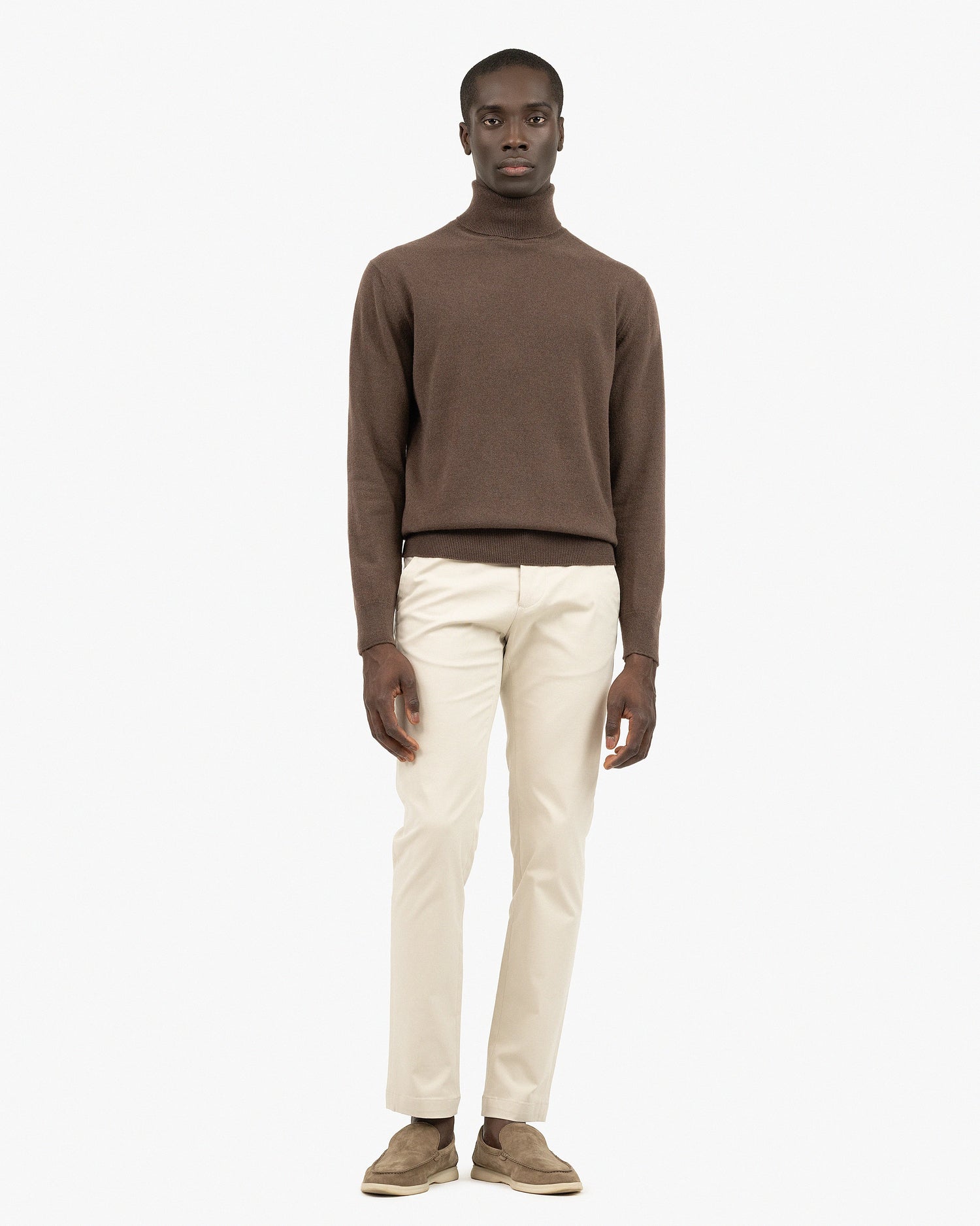 Classic Kaschmir Rollkragen Pullover Herren Braun MaisonCashmere