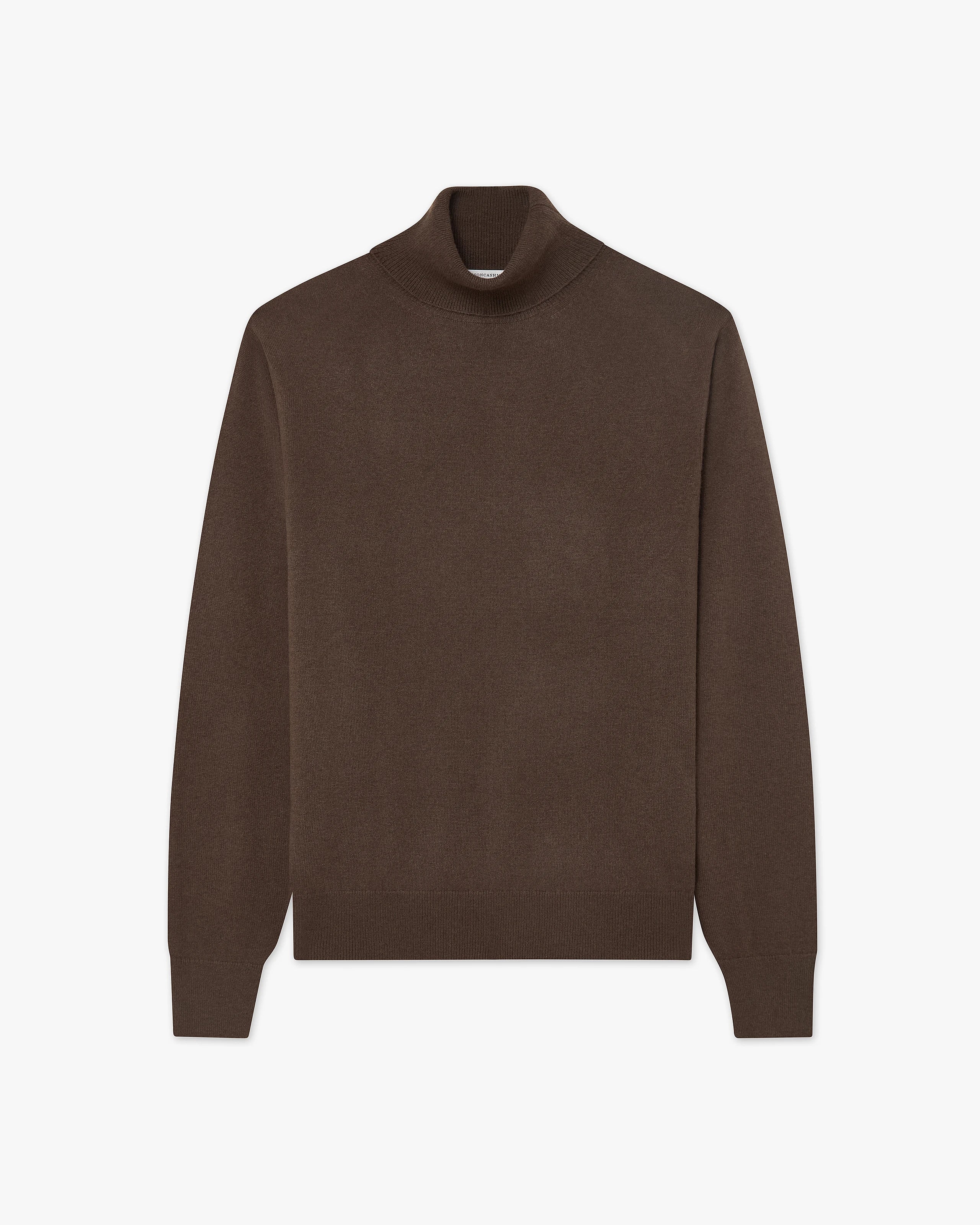 Men's Classic Turtleneck Sweater - Brown Cashmere