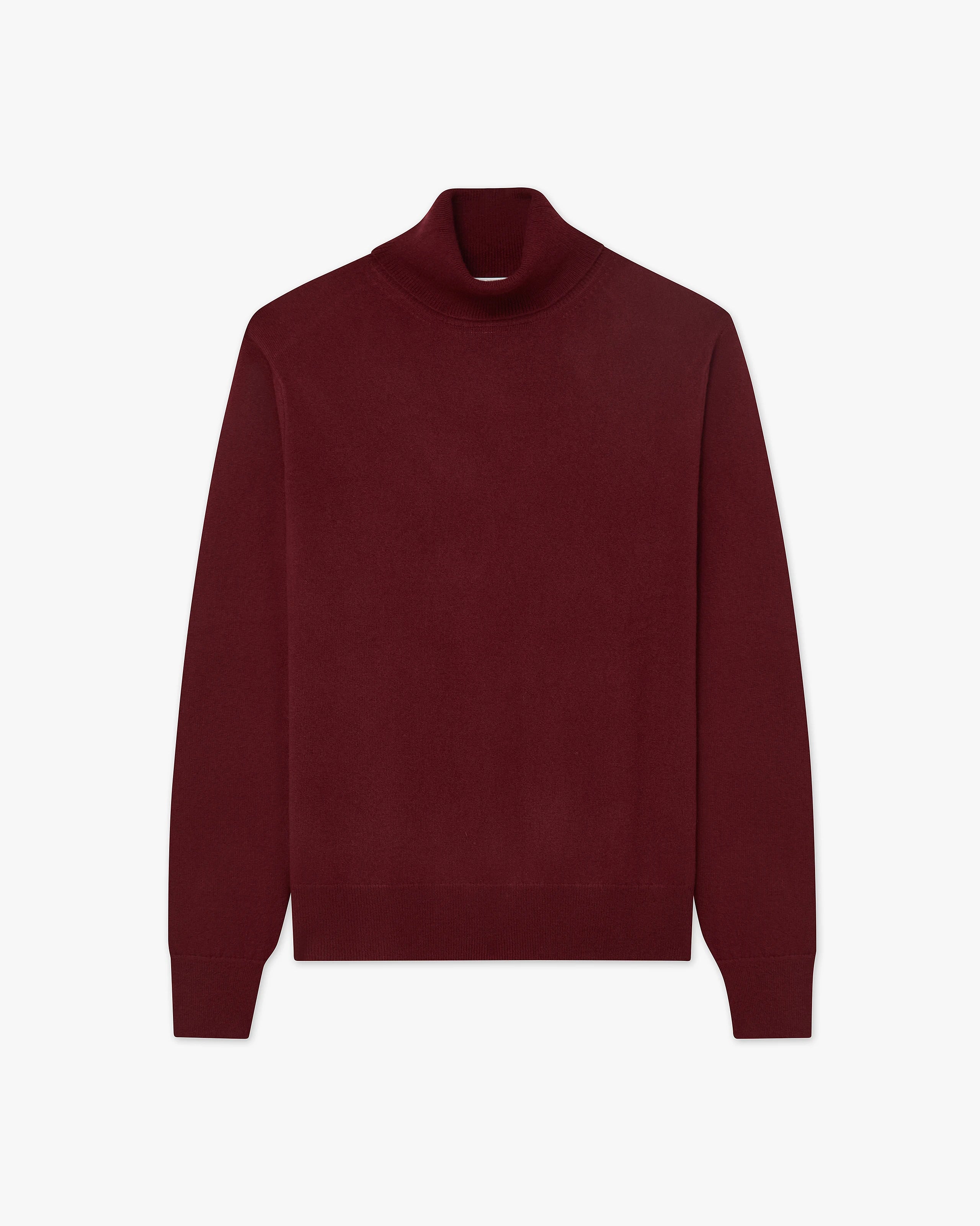 Men's Classic Turtleneck Sweater - Bordeaux Cashmere