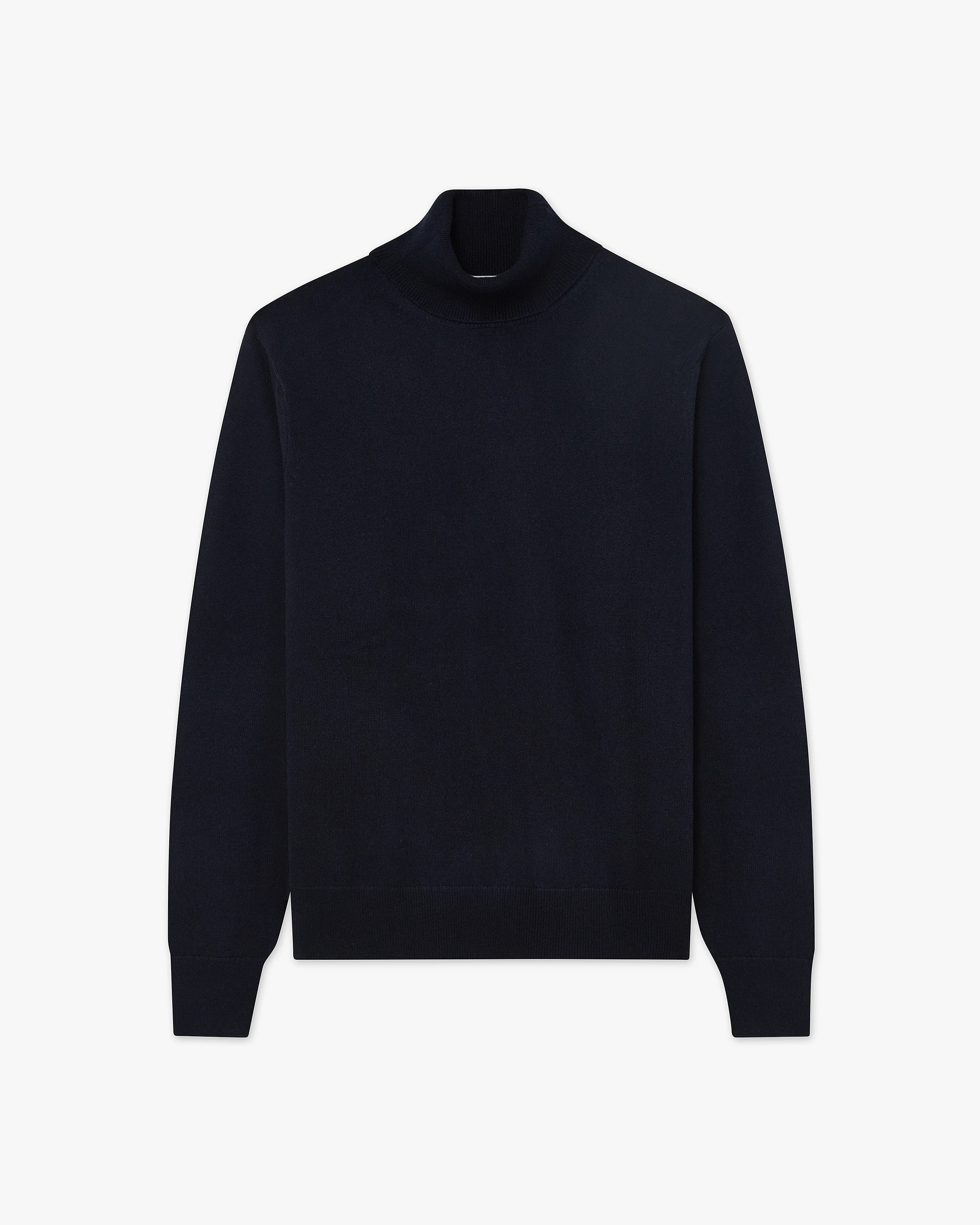 Men's Classic Turtleneck Sweater - Night Blue Cashmere
