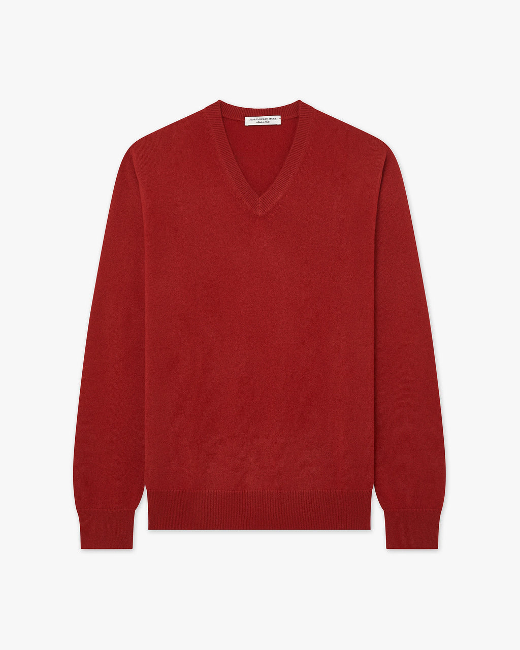 Men's Classic V-Neck Sweater - Red Cashmere