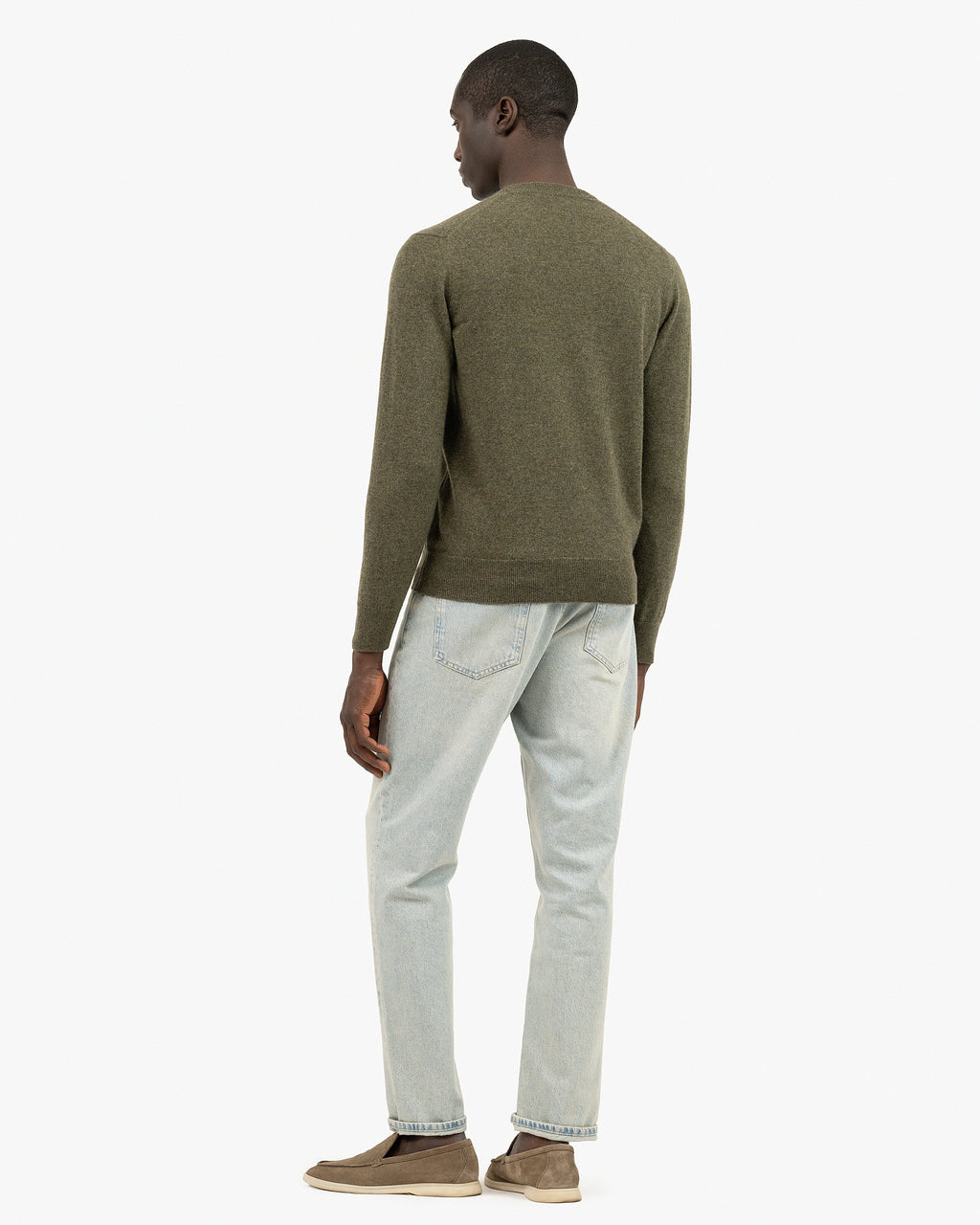 Men's Classic V-Neck Sweater - Green Cashmere