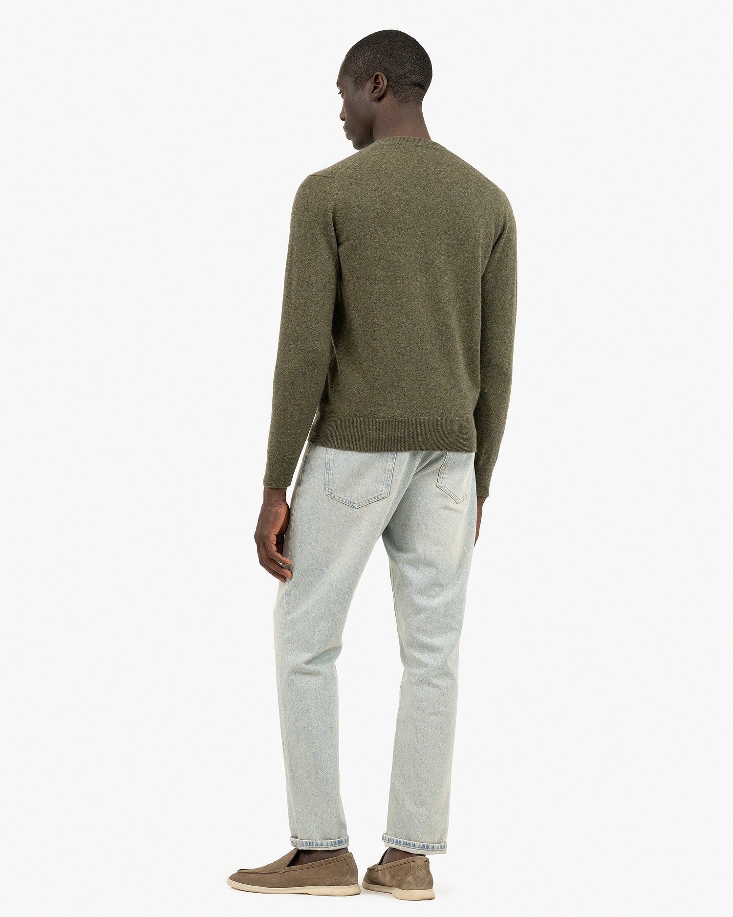 Men's Classic V-Neck Sweater - Green Cashmere