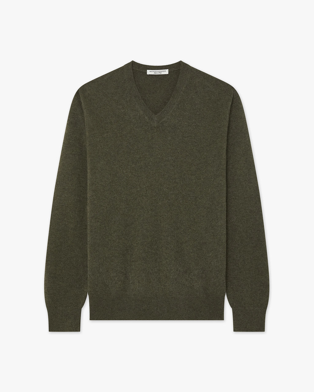 Men's Classic V-Neck Sweater - Green Cashmere