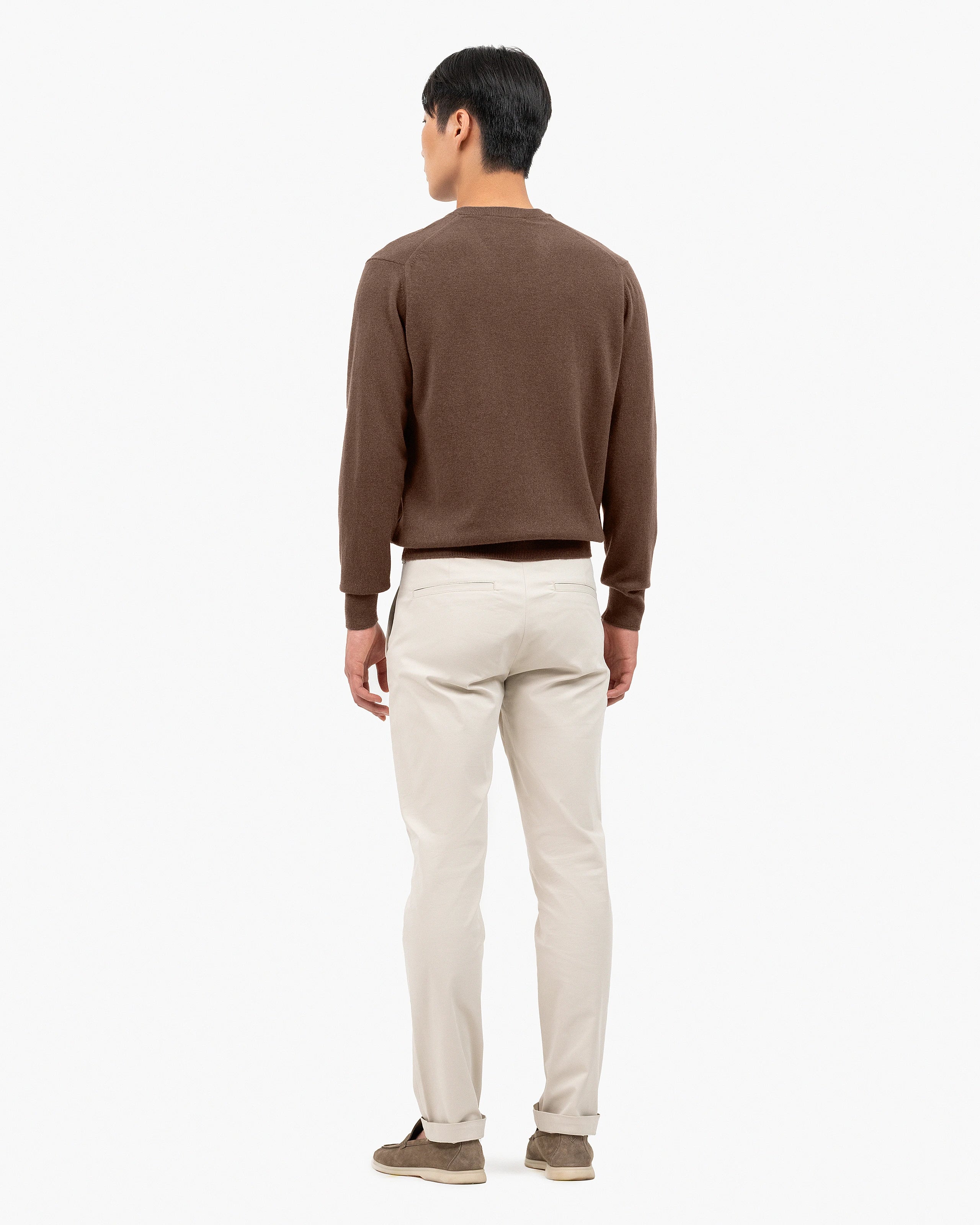 Men's Classic V-Neck Sweater - Brown Cashmere