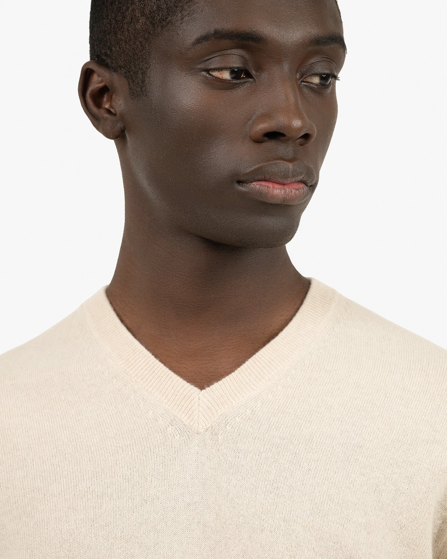 Merino Wool Mens Cream V Neck Sweater Men's V Neck Cashmere