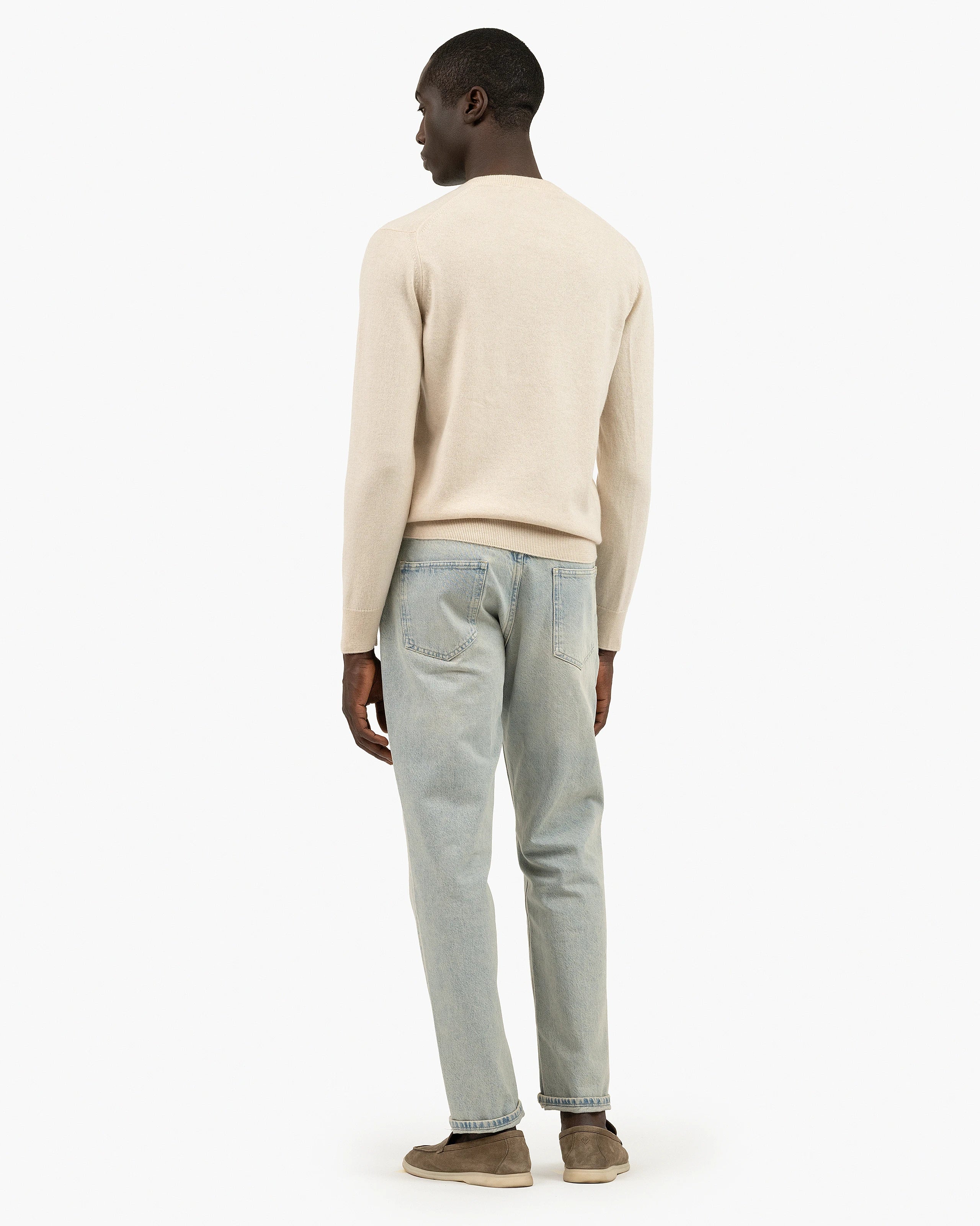 Men's Classic V-Neck Sweater - Light Beige Cashmere