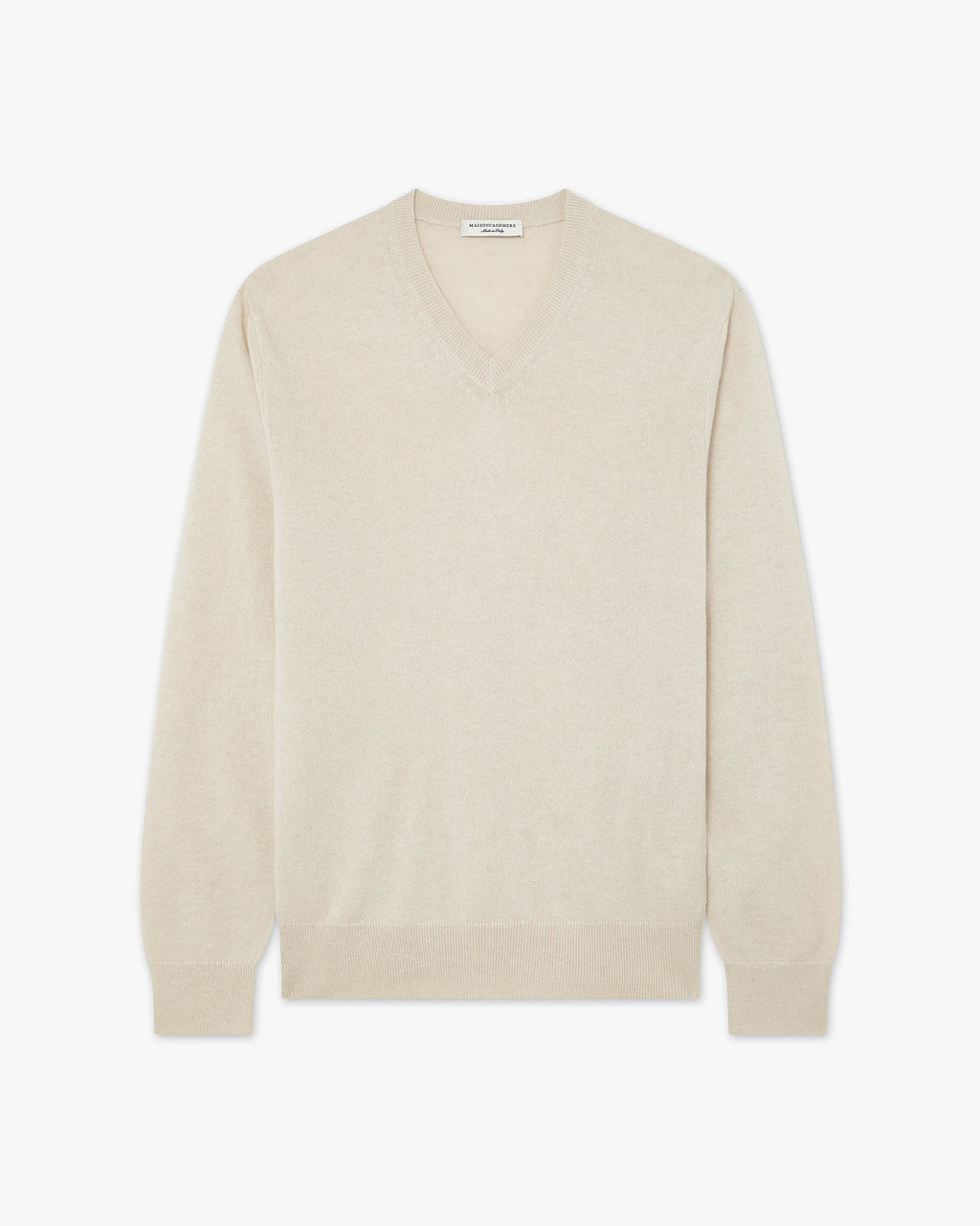 Men's Classic V-Neck Sweater - Light Beige Cashmere