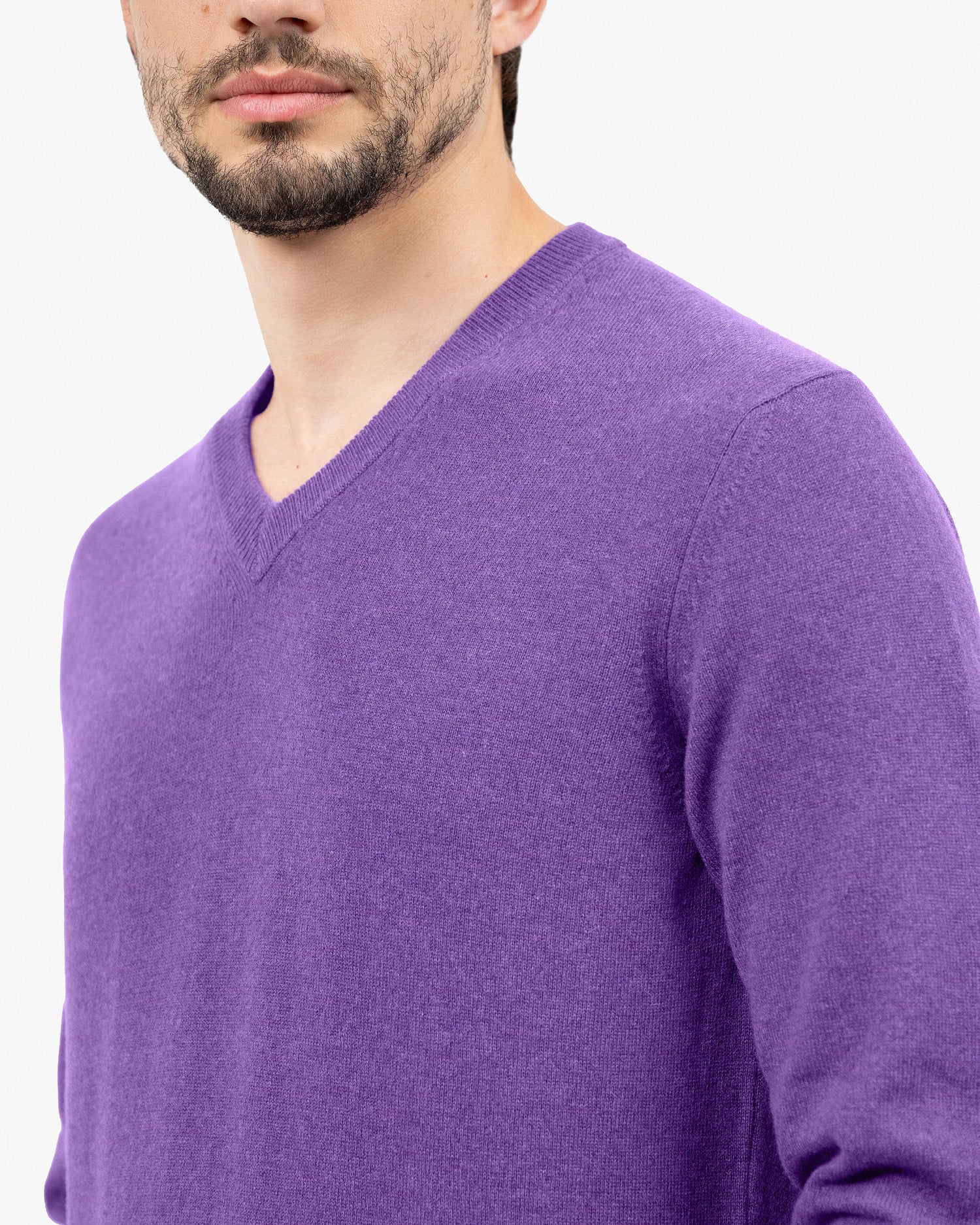 Classic Kaschmir V-Ausschnitt Pullover Herren Violett