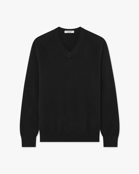 Men's Classic V-Neck Sweater - Black Cashmere