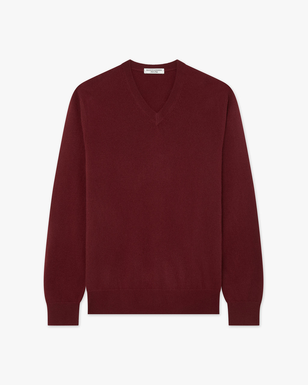 Men's Classic V-Neck Sweater - Bordeaux Cashmere