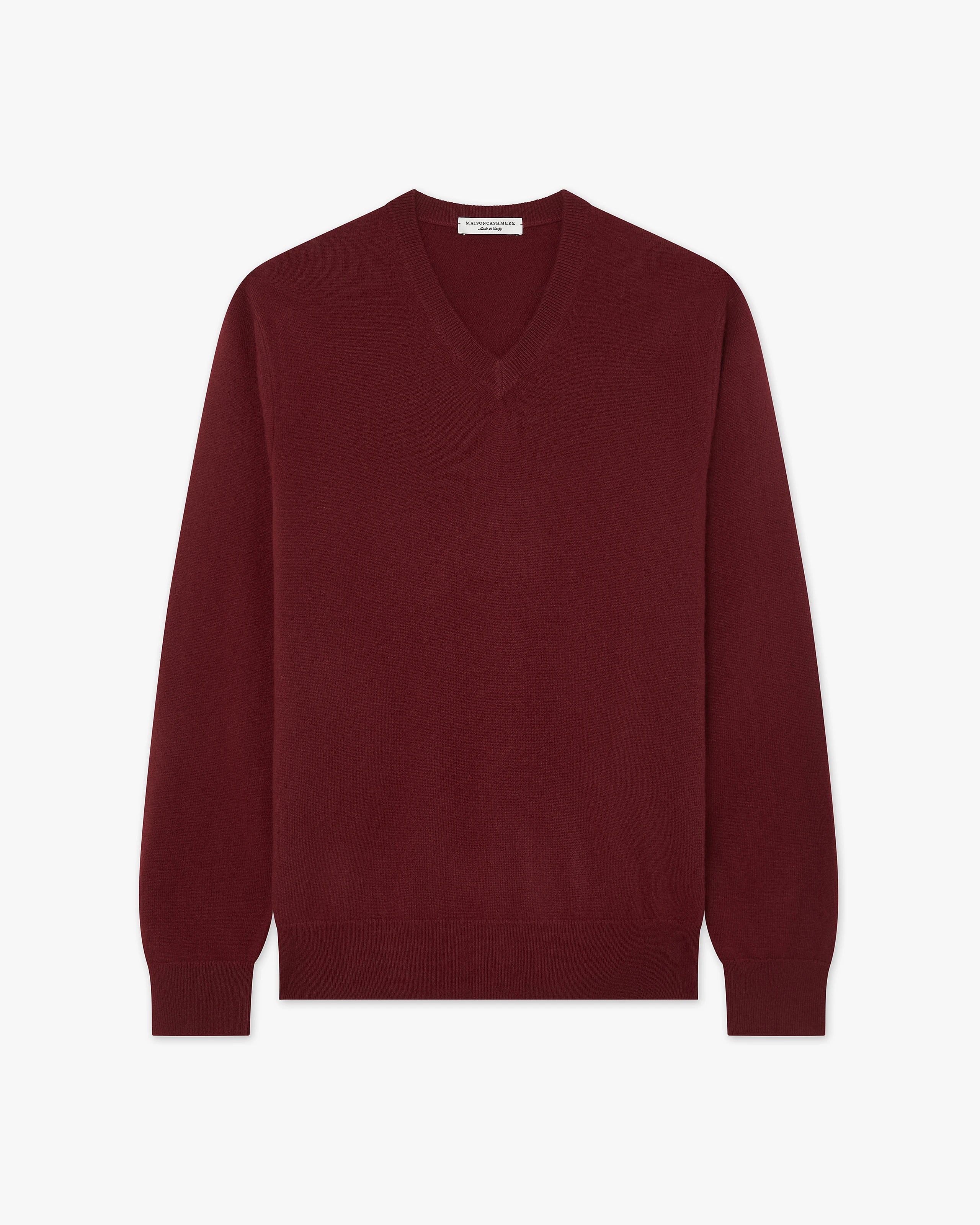 Men's Classic V-Neck Sweater - Bordeaux Cashmere