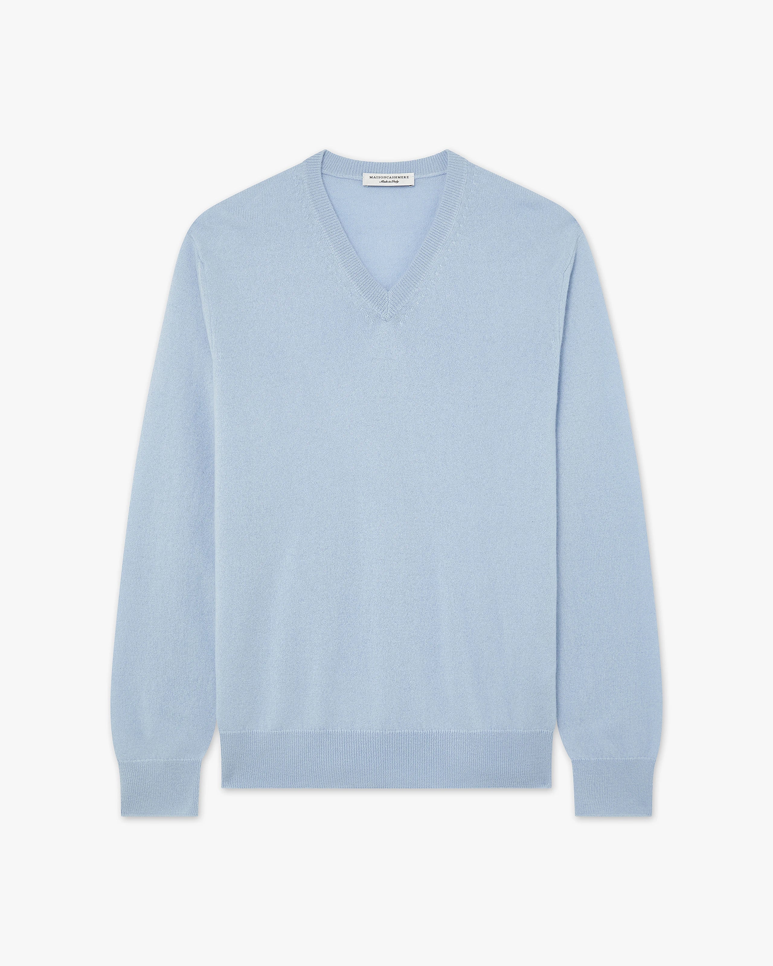 Men's Classic V-Neck Sweater - Light Blue Cashmere