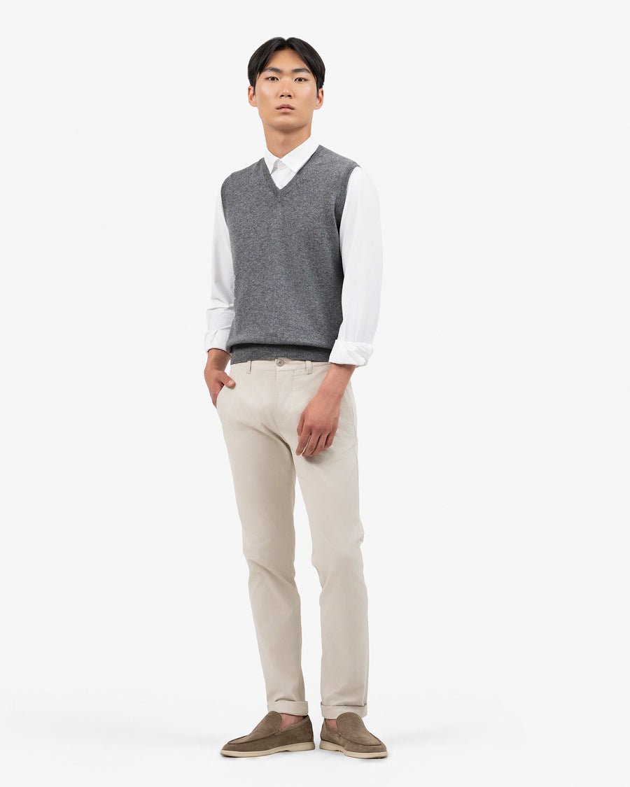 Men's Classic V-Neck Vest - Medium Grey Cashmere