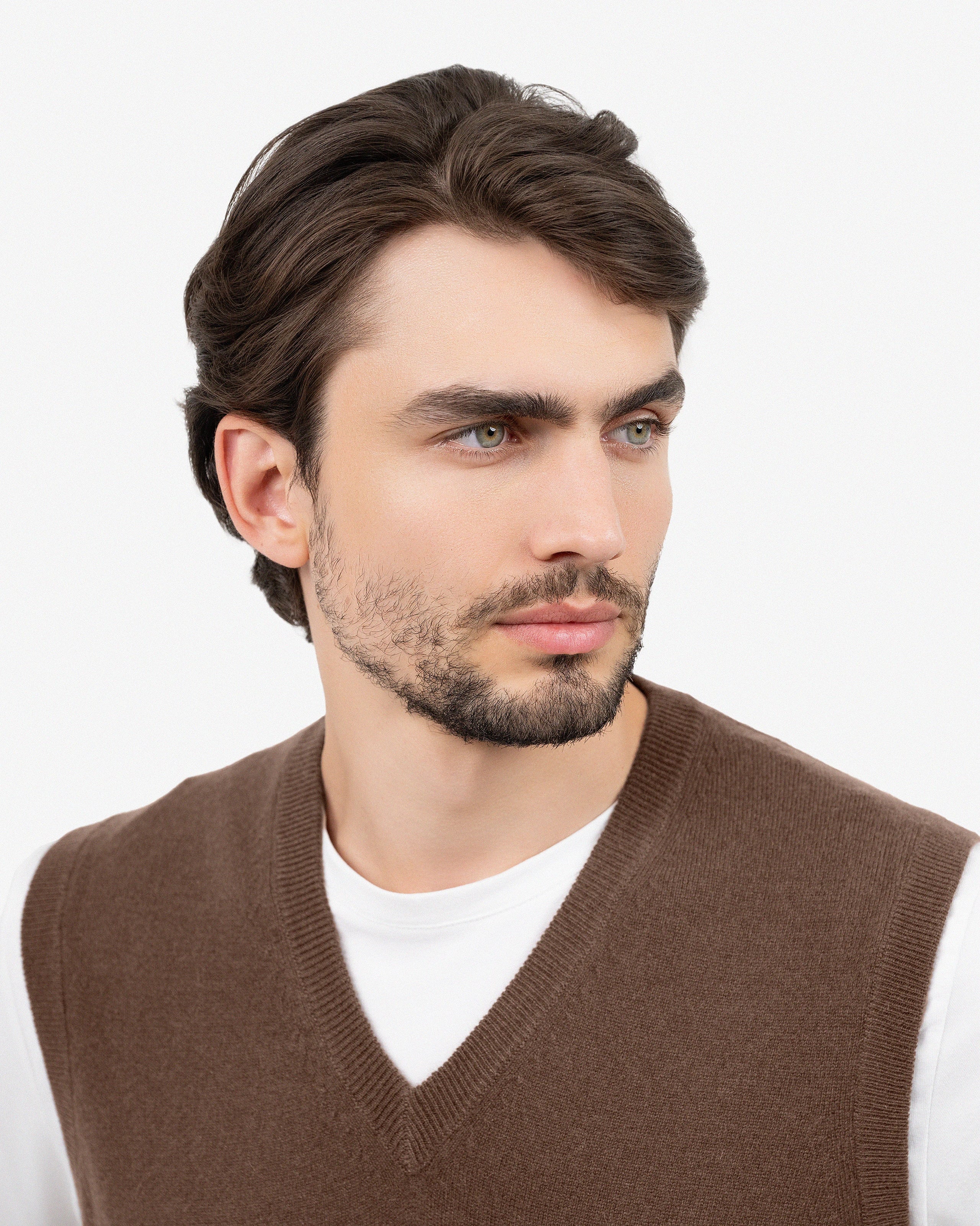 メゾンカレ　CASHMERE VEST Men's Classic Cashmere Vest - Brown | MaisonCashmere