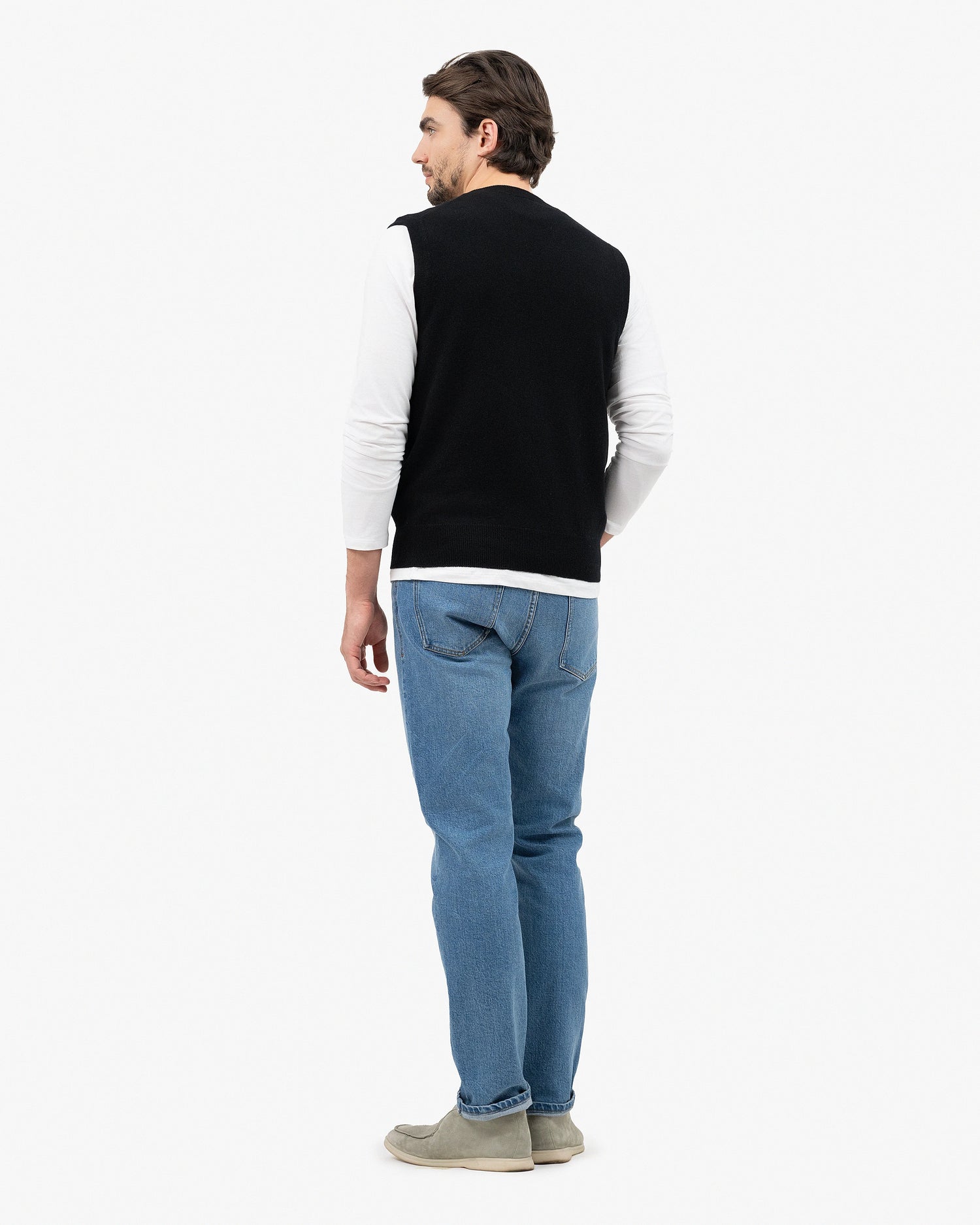 Men's Classic V-Neck Vest - Black Cashmere