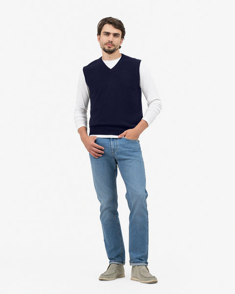 メゾンカレ CASHMERE MILKY WAY ROUND NECK VEST Alessia - Round Neck Sweater Vest | The Cashmere Studio