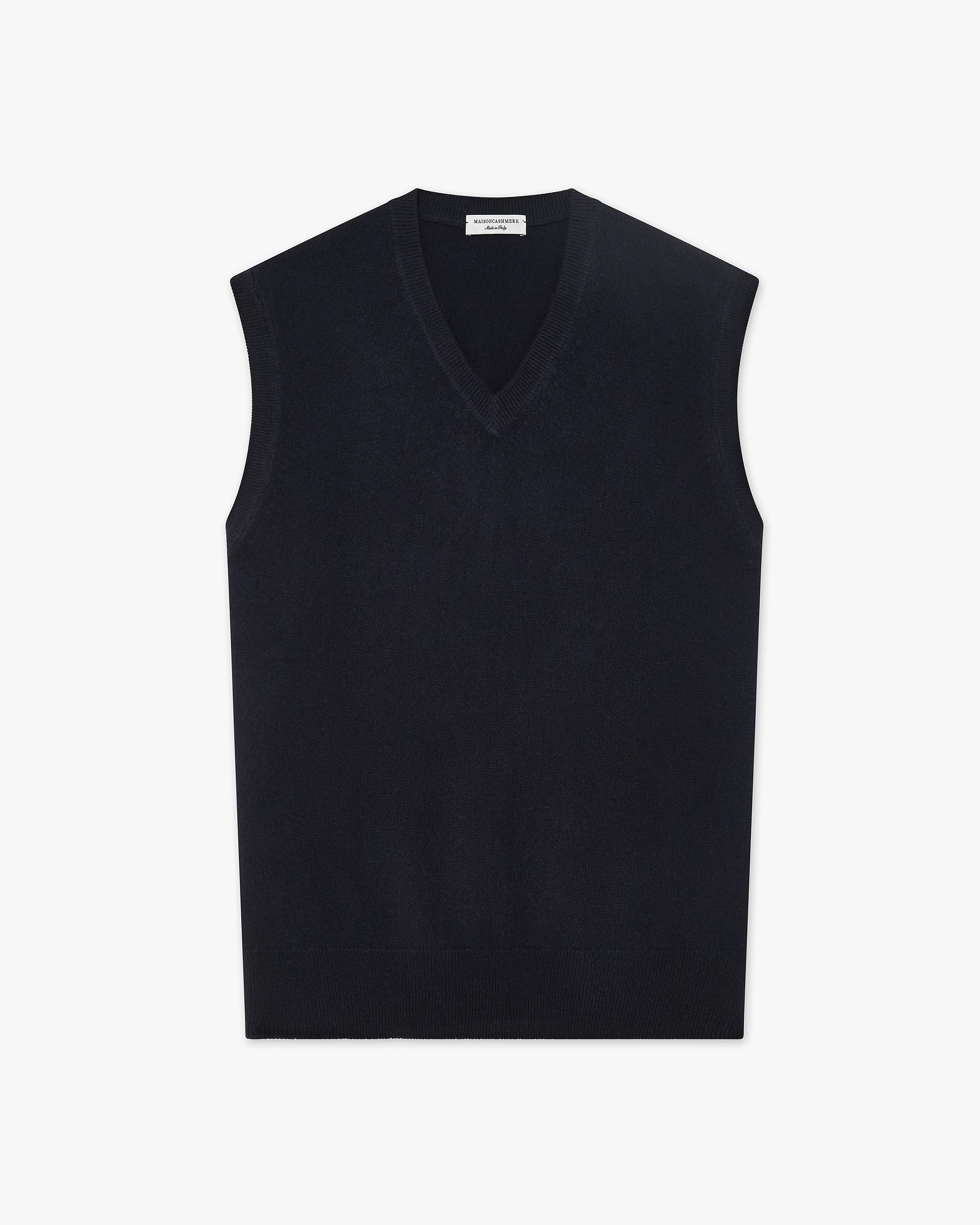 Men's Classic V-Neck Vest - Night Blue Cashmere