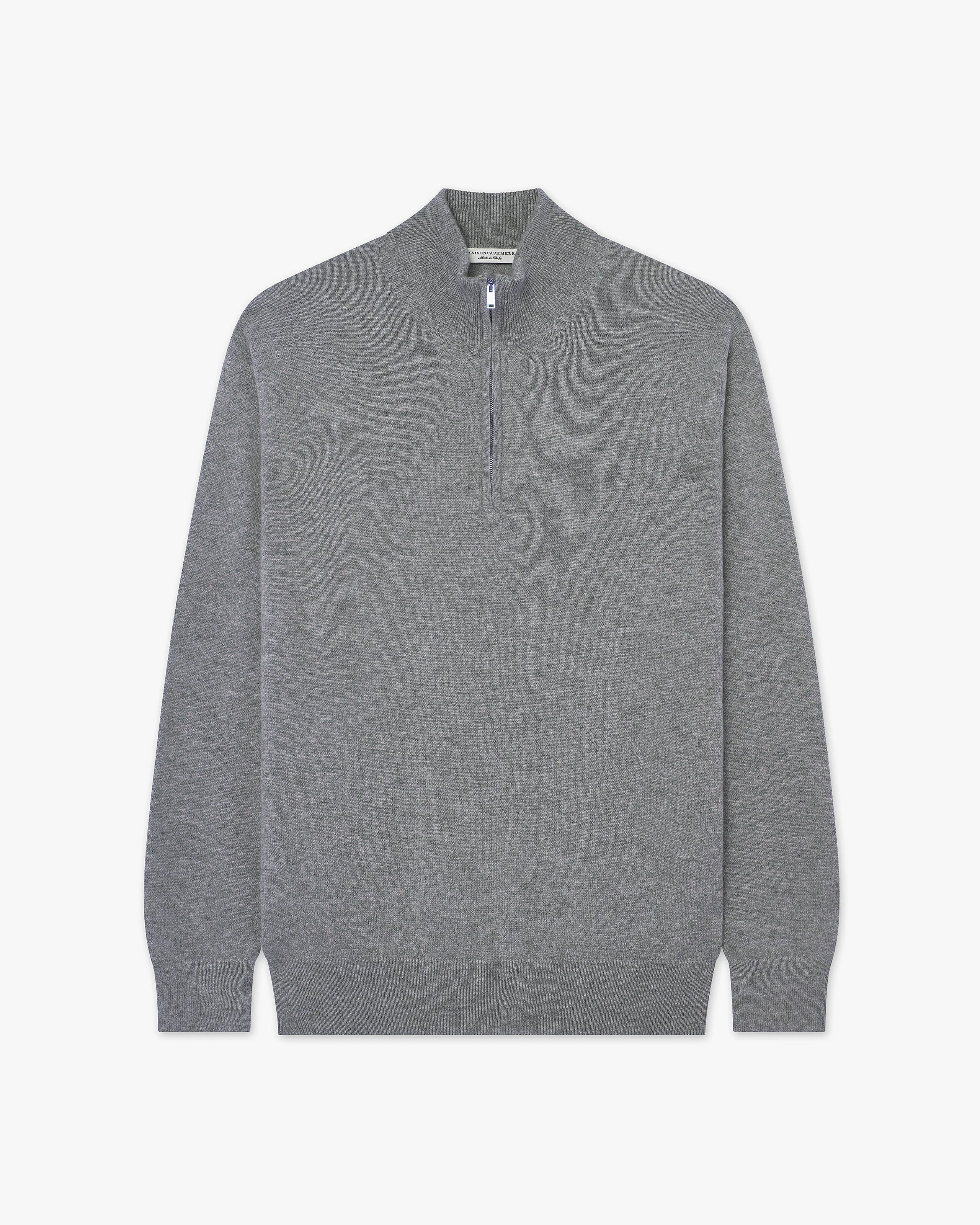 Men's Cashmere Quarter-Zip Sweater - Medium Grey | MaisonCashmere