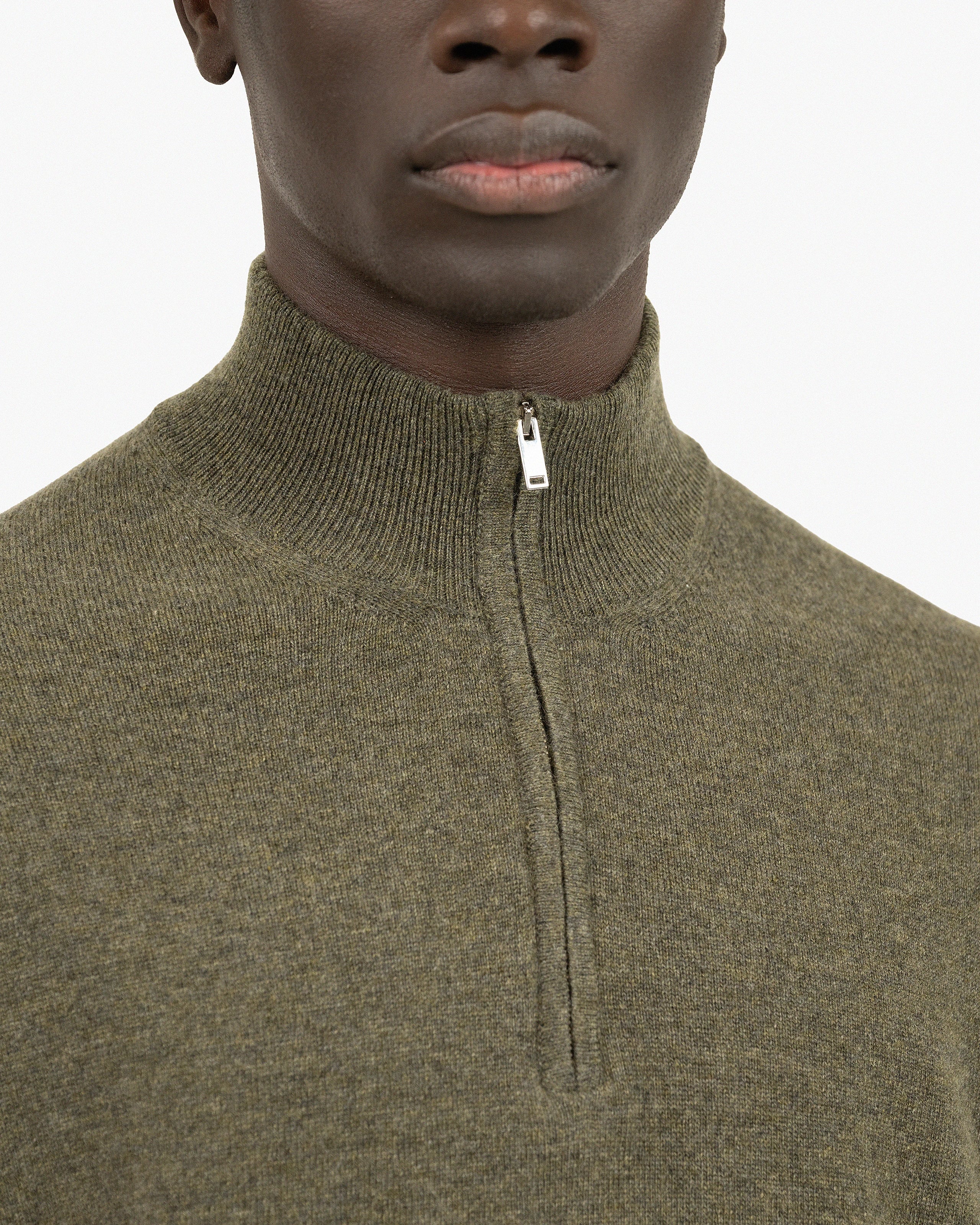 Men's Classic Half-Zip Mock Neck - Green Cashmere