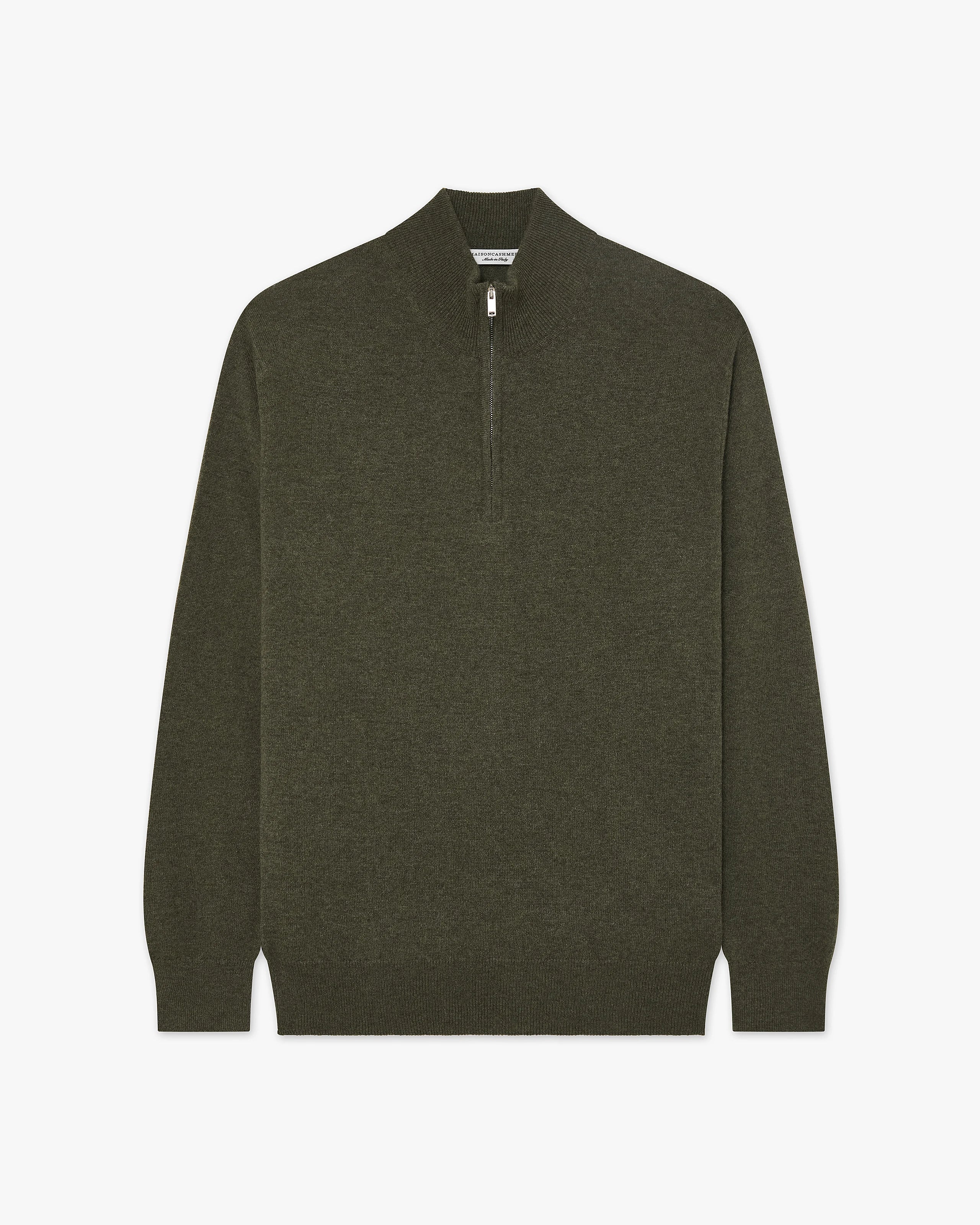 Men's Classic Half-Zip Mock Neck - Green Cashmere