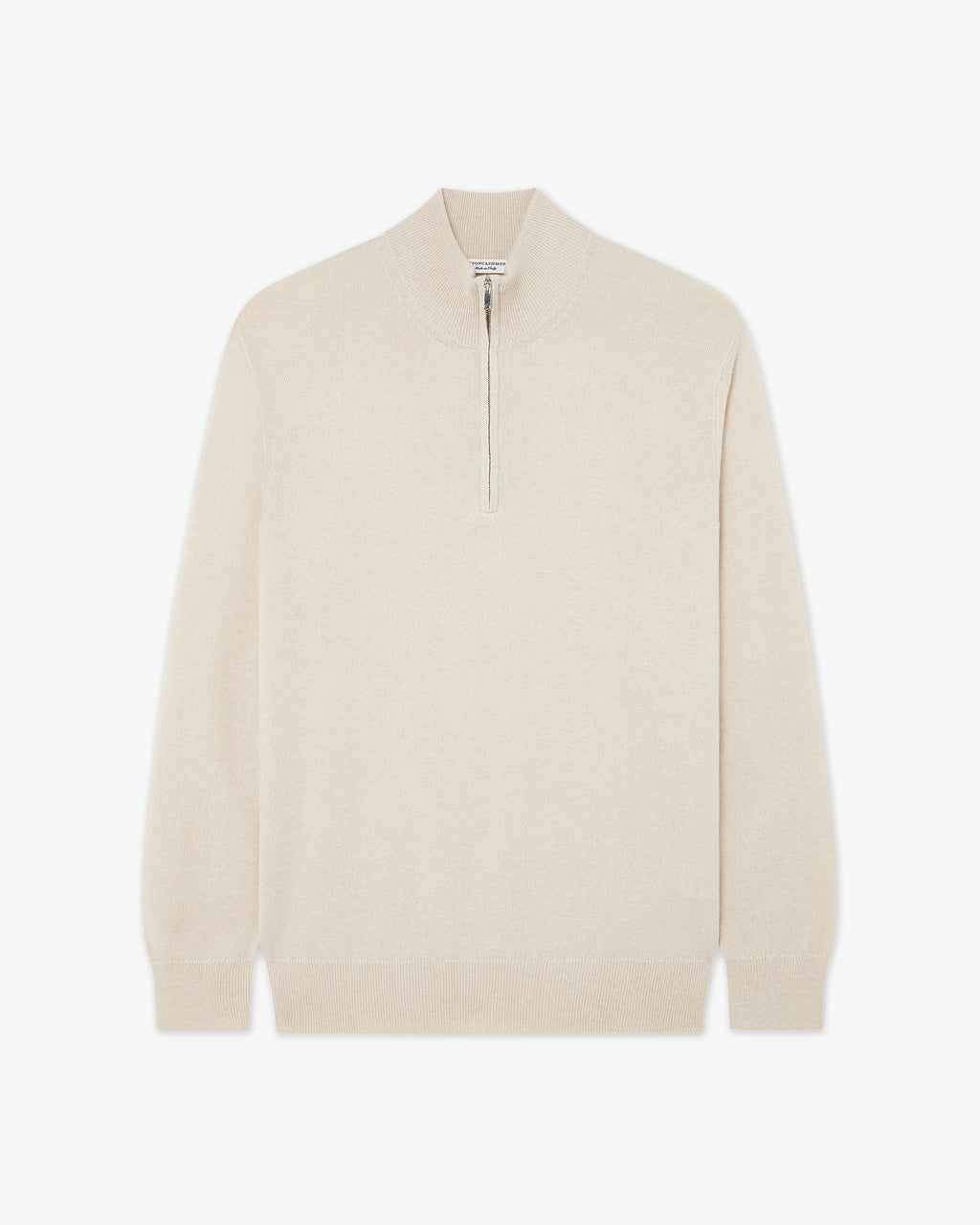 Men's Classic Half-Zip Mock Neck - Light Beige Cashmere