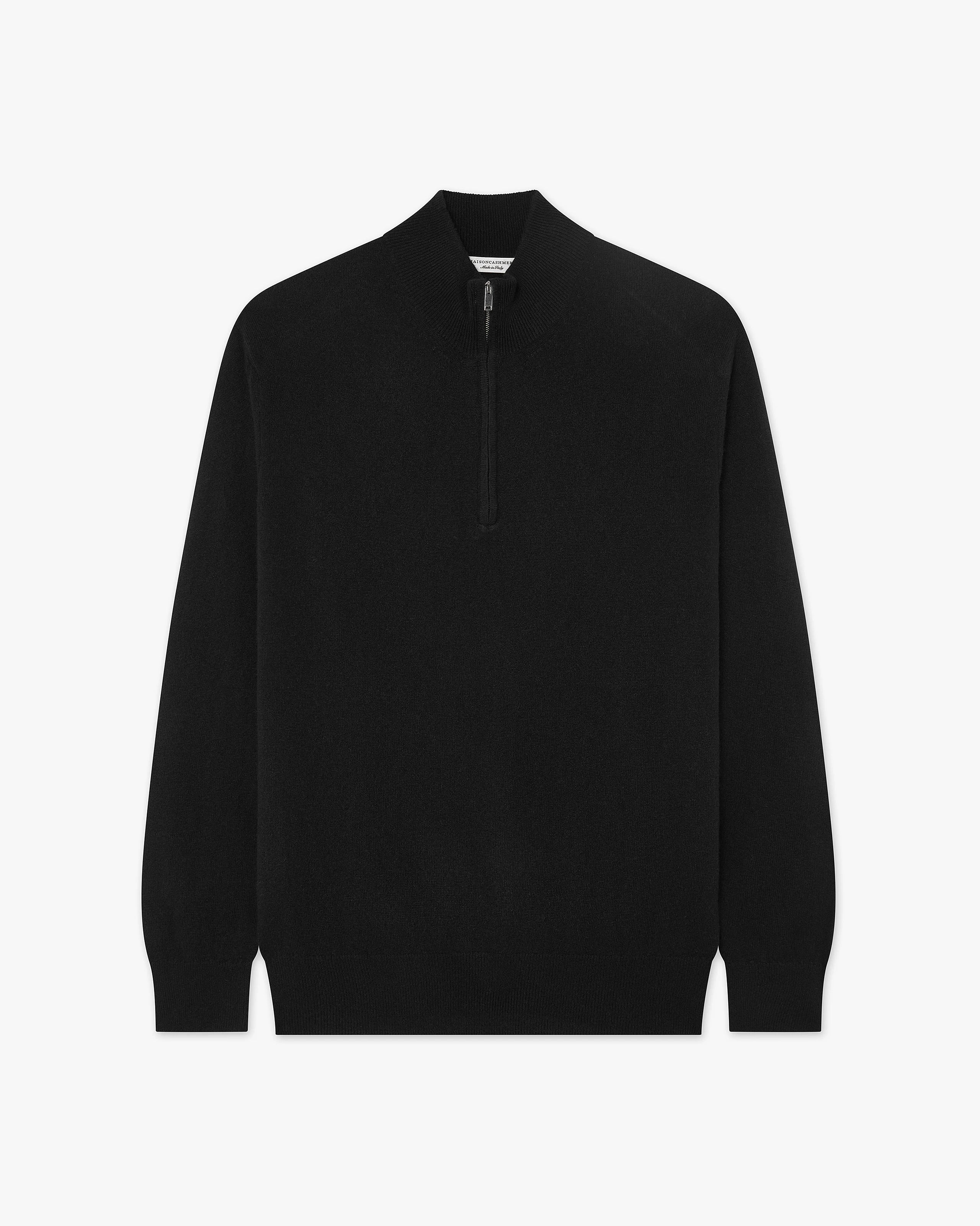 Men's Classic Half-Zip Mock Neck - Black Cashmere