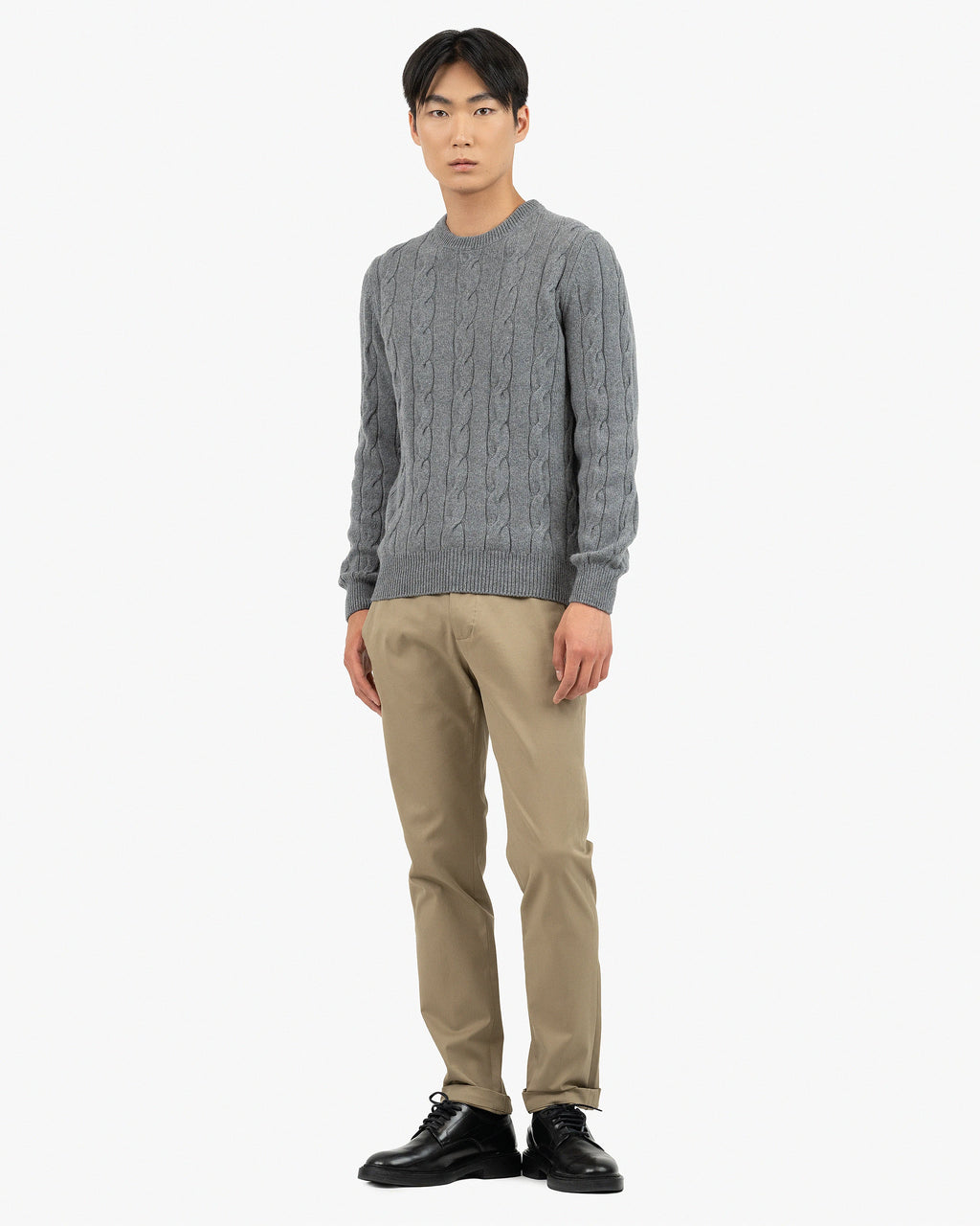 Men's Faloria Cable Crew Neck - Grey Cashmere