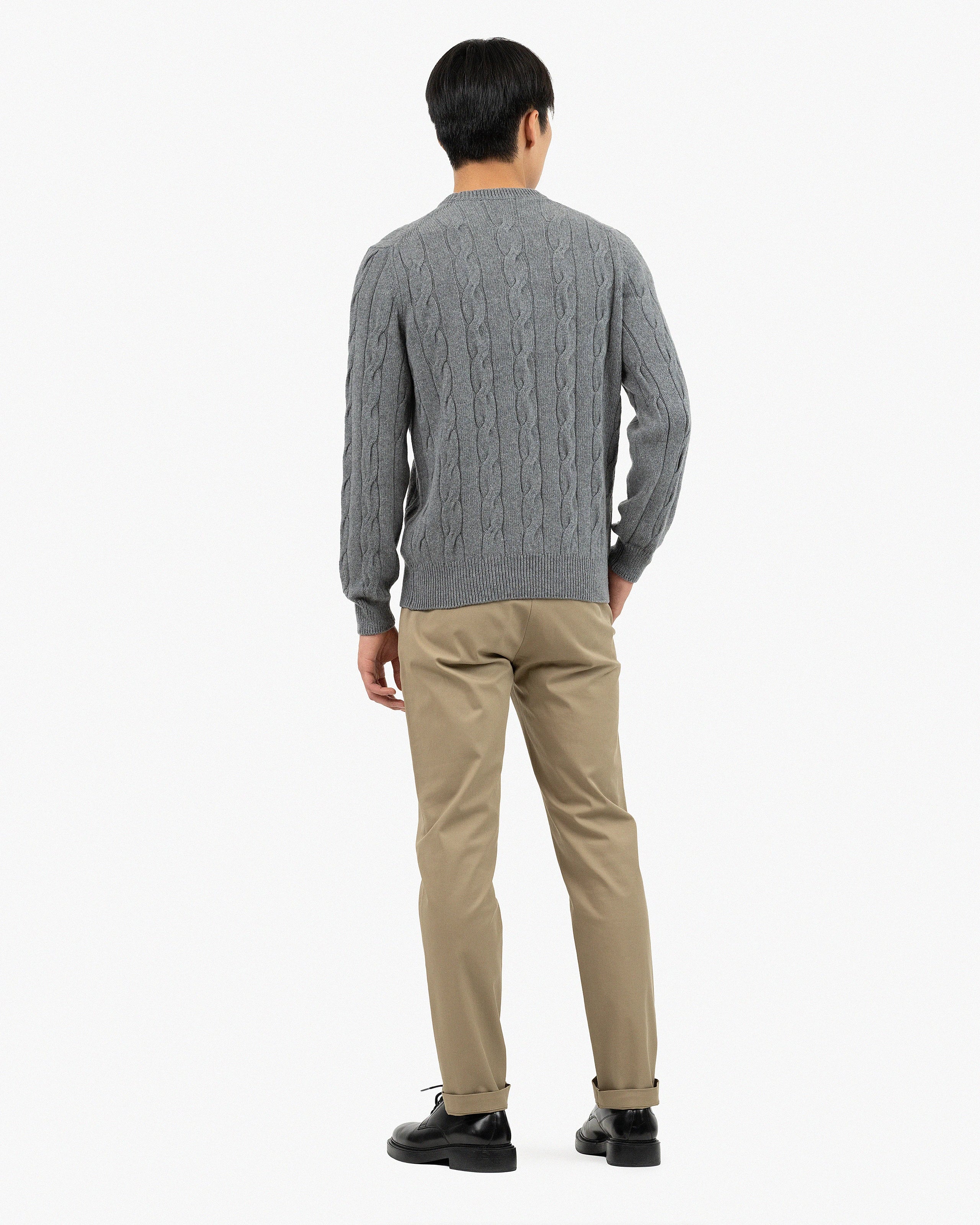 Men's Faloria Cable Crew Neck - Grey Cashmere
