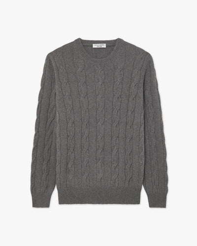 Men's Faloria Cable Crew Neck - Grey Cashmere