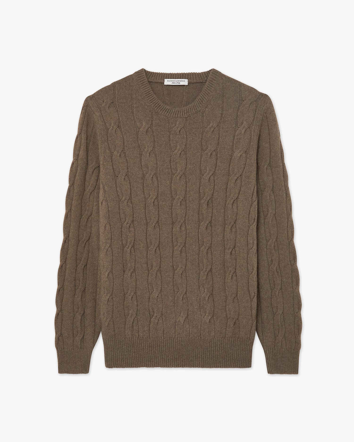 Men's Faloria Cable Knit Cashmere Jumper Brown MaisonCashmere