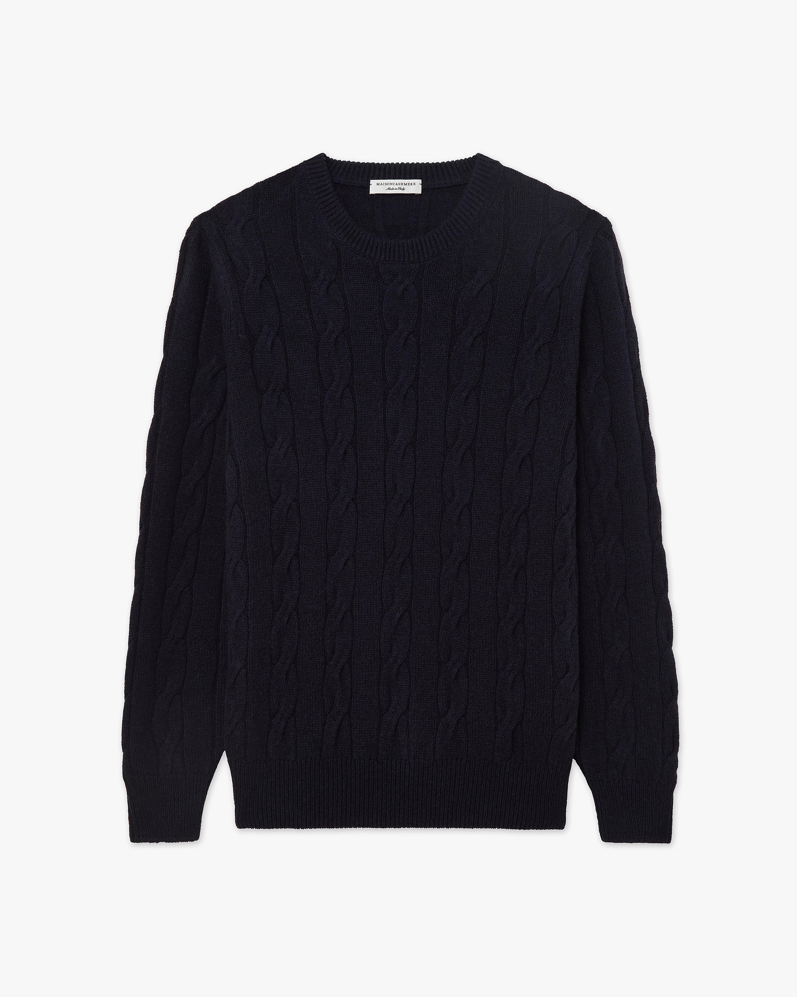Men's Faloria Cable Crew Neck - Blue Cashmere