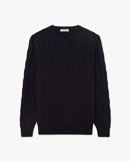Men's Faloria Cable Crew Neck - Blue Cashmere