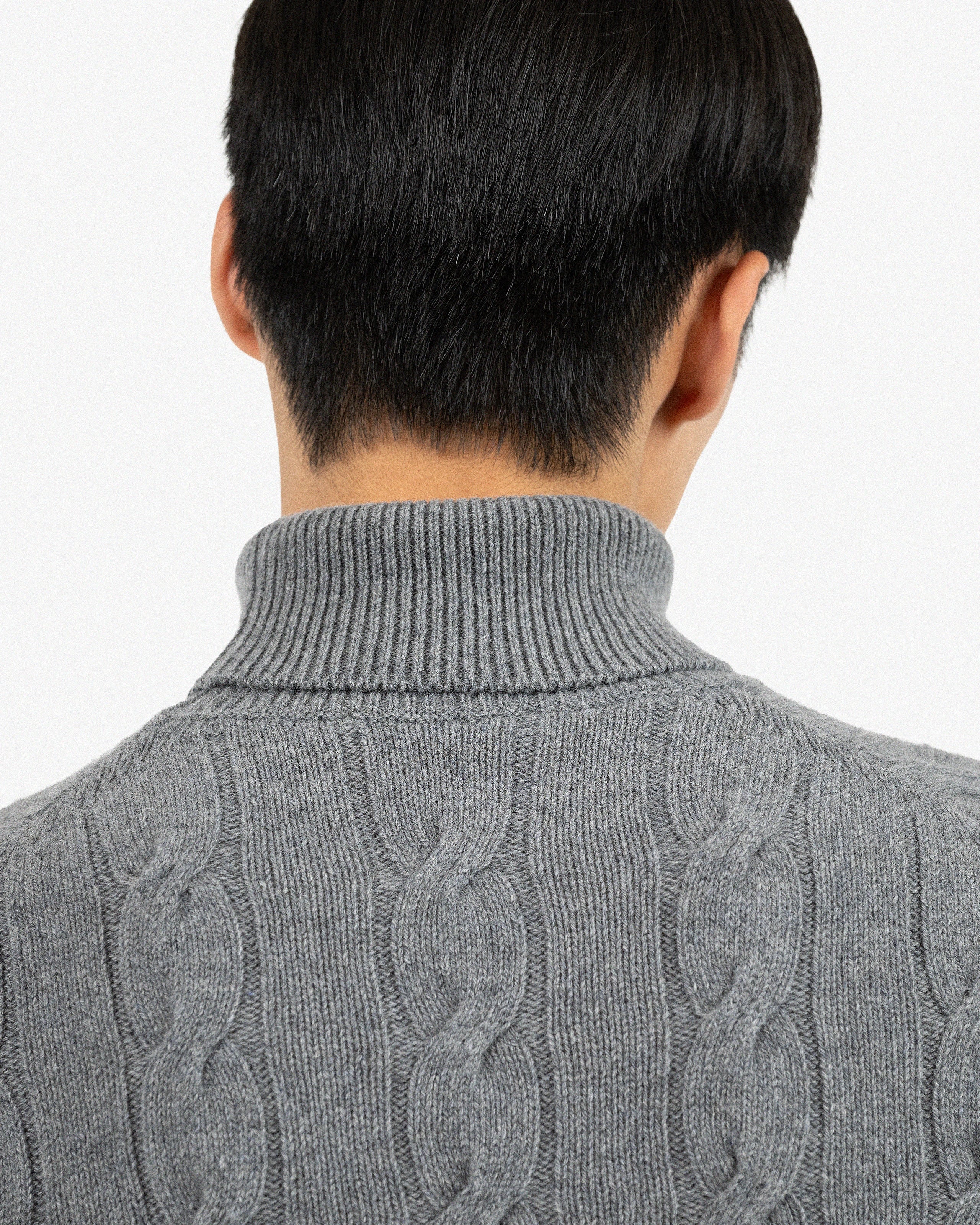 Men's Faloria Cable Turtleneck - Grey Cashmere