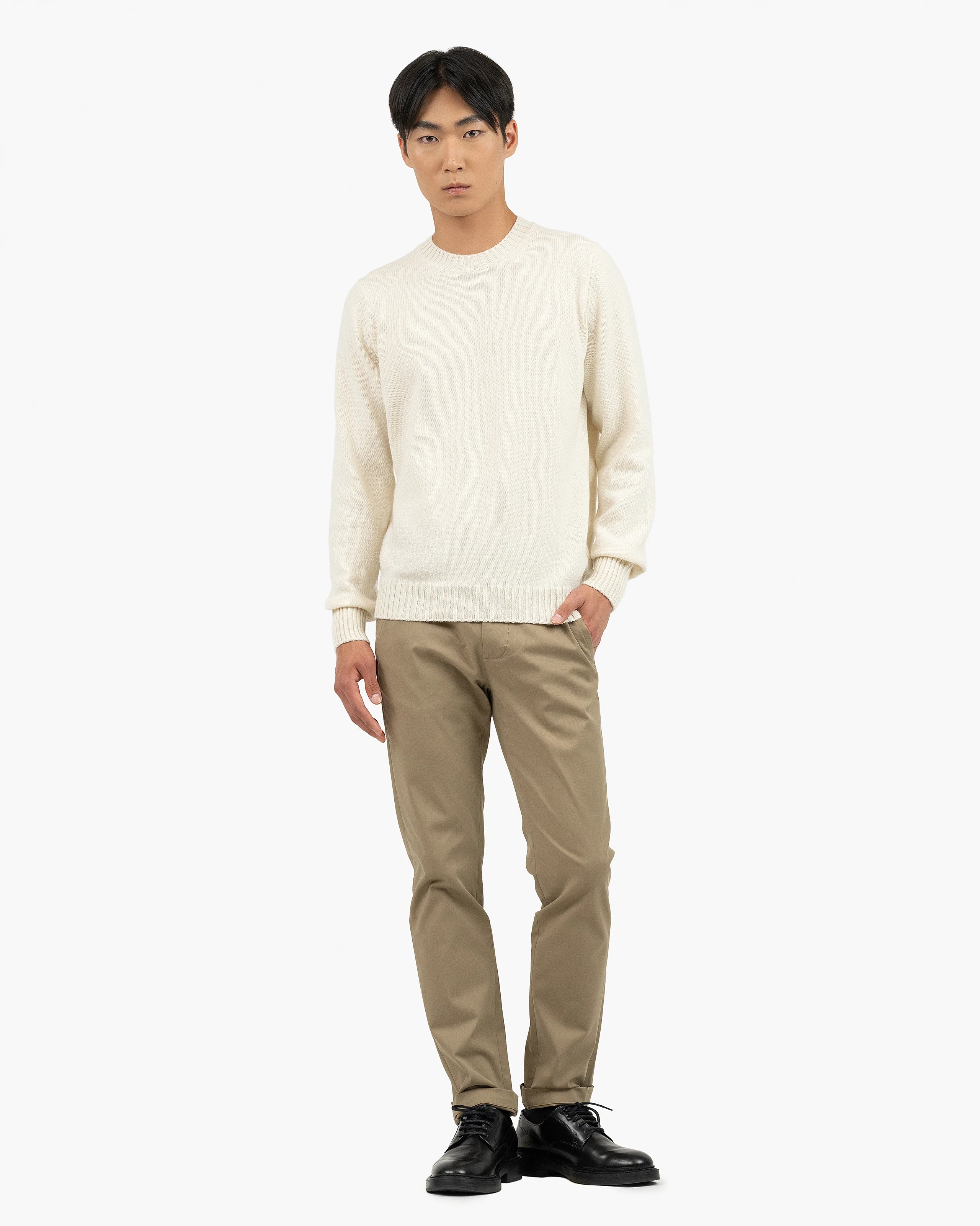 Men's Faloria Crew Neck Sweater - White Cashmere